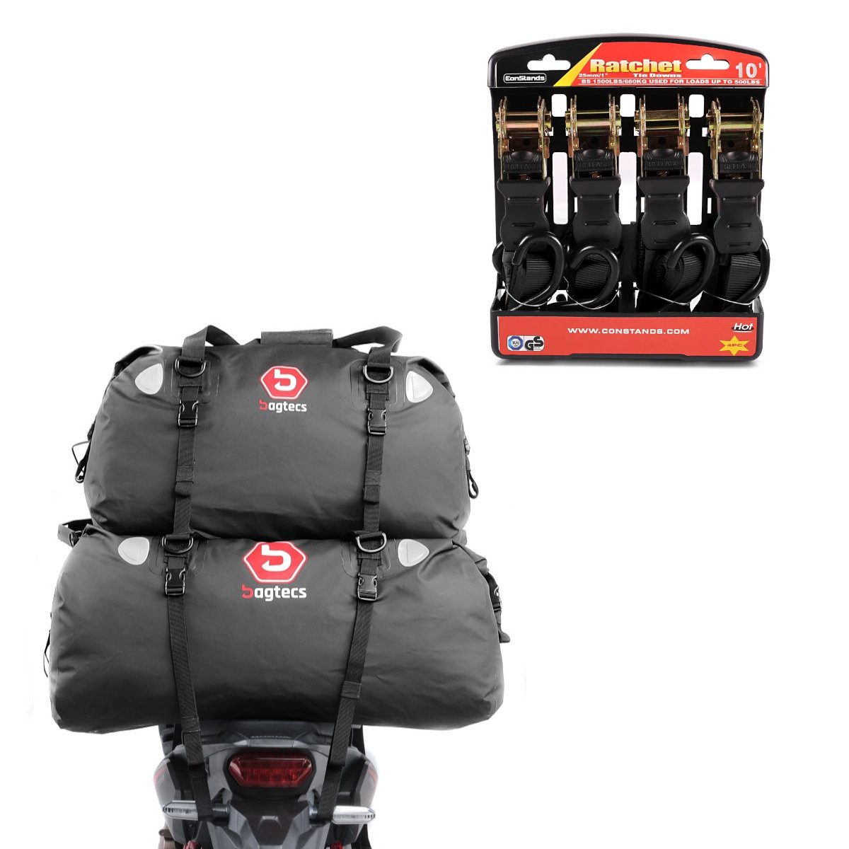 Bagtecs Reisetasche Set: Hecktasche Set XF80 + XF60 Volumen 140 L Dry Bag Wasserdicht + Sp
