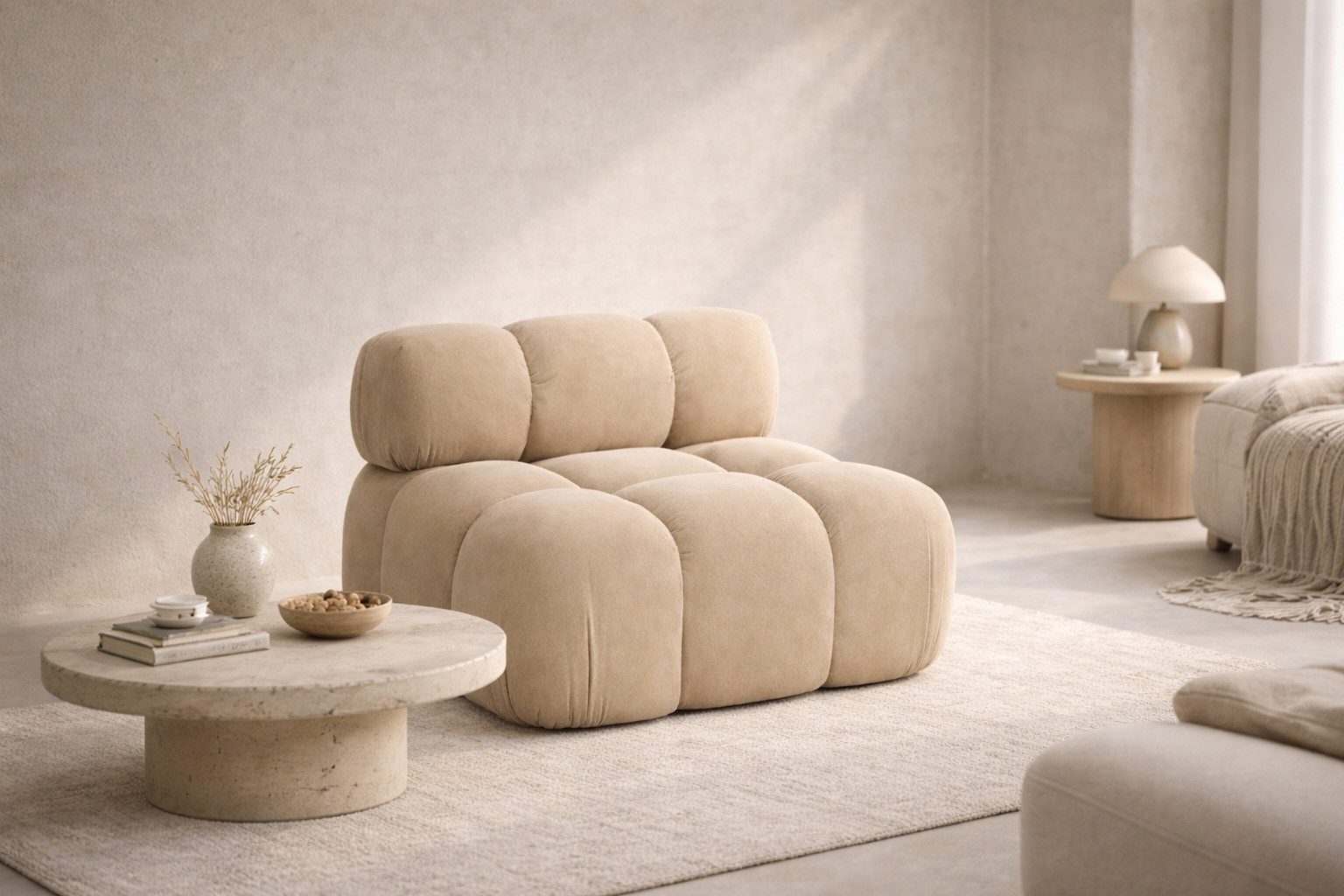Kaiser Möbel Sofa-Mittelelement modulares System, Veloursstoff Salvador,SELIA (Einzelelement), Veloursstoff Salvador hochelastischer HR-Schaum Wellenfederung