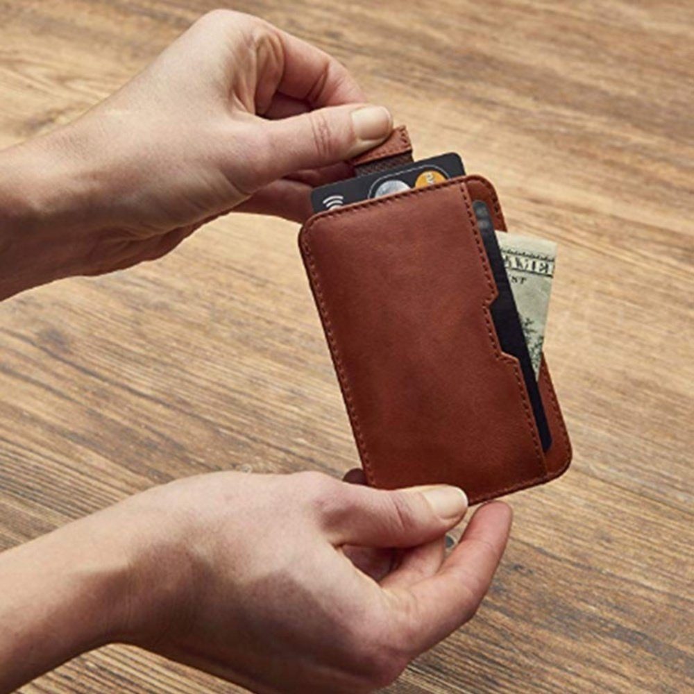 Lions Design Kreditkartenetui mit RFID Schutz und Geldklammer Slim Wallet aus hochwertigem Leder Braun 