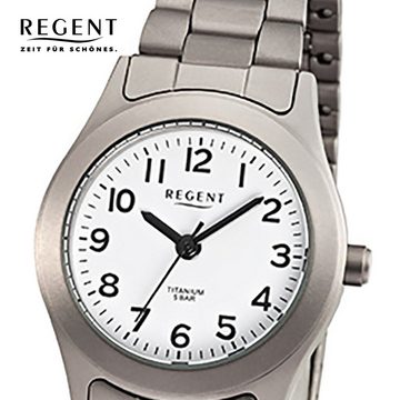 Regent Quarzuhr Regent Damen-Armbanduhr grau silber Analog, Damen Armbanduhr rund, klein (ca. 26mm), Titanarmband