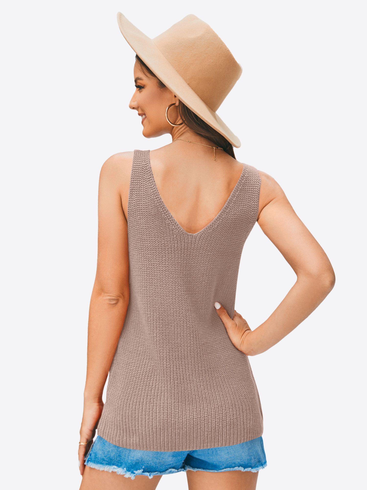 Imily Bela Ripptanktop Damen V-Ausschnitt Geripptes Casual Oberteil (Packun günstig online kaufen