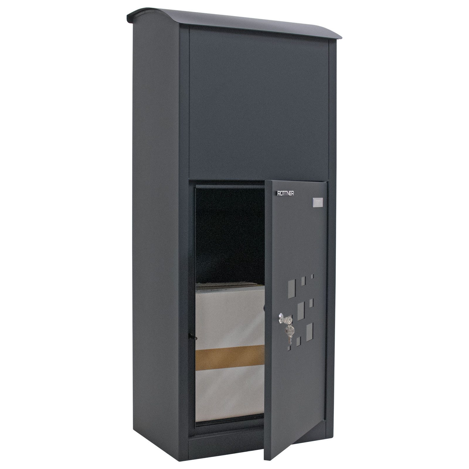 Profirst Paketbriefkasten Mail PM 1500 Stand Paketbriefkasten Anthrazit, Rückholsperre, Sichtfenster, Namensschild
