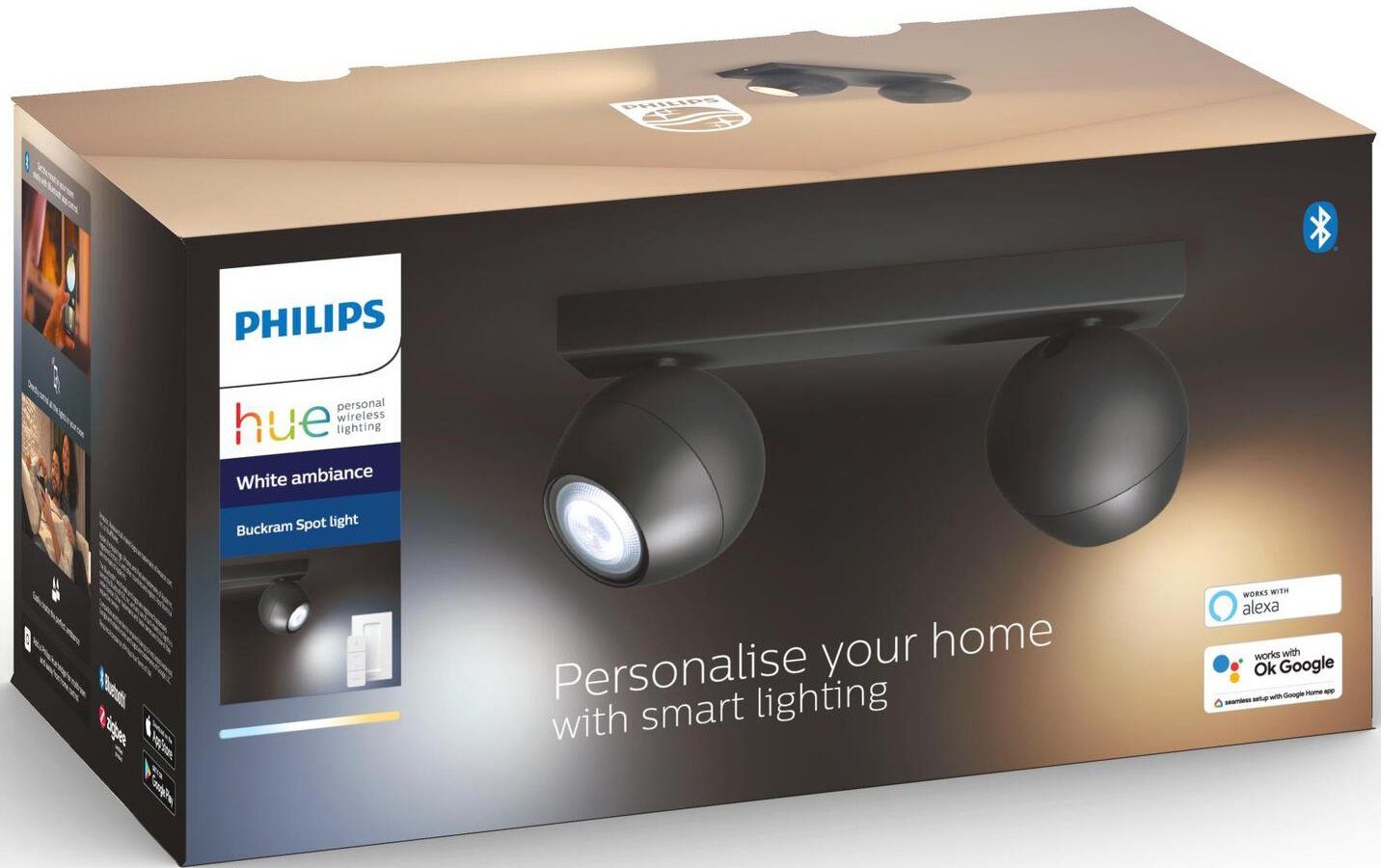 Philips Flutlichtstrahler Hue Buckram, wechselbar, Dimmfunktion, LED Leuchtmittel Warmweiß