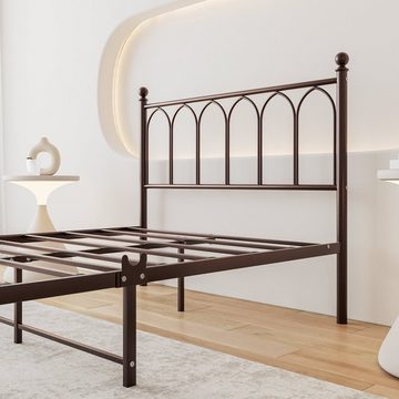 OKWISH Metallbett Metallbett Einzelbett Jugendzimmer mit Lattenrost ohne Martatze, 120 x 200 cm, Weiß