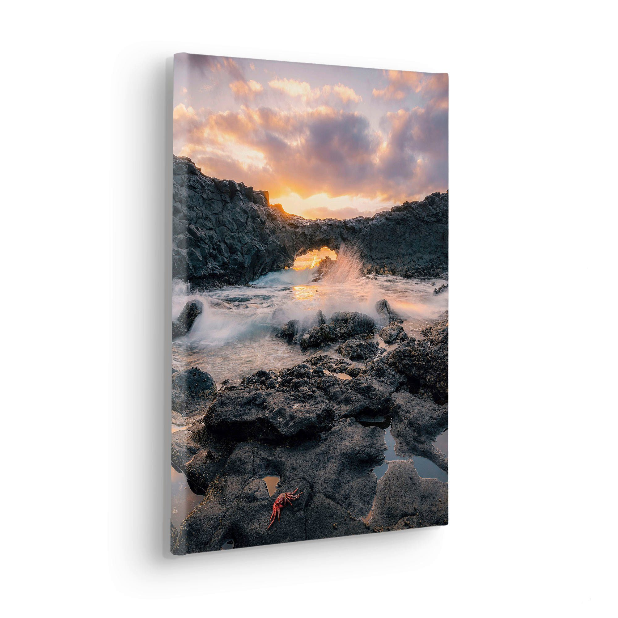 Komar Leinwandbild Golden Eye - Größe 30 x 40 cm, Baum, Berge, Blumen, Blätter, Foto, Jahreszeiten, Landschaft, Meer, Natur, Palmen, Strand (Packung, 1 St), Keilrahmenbild mi Echtholzrahmen