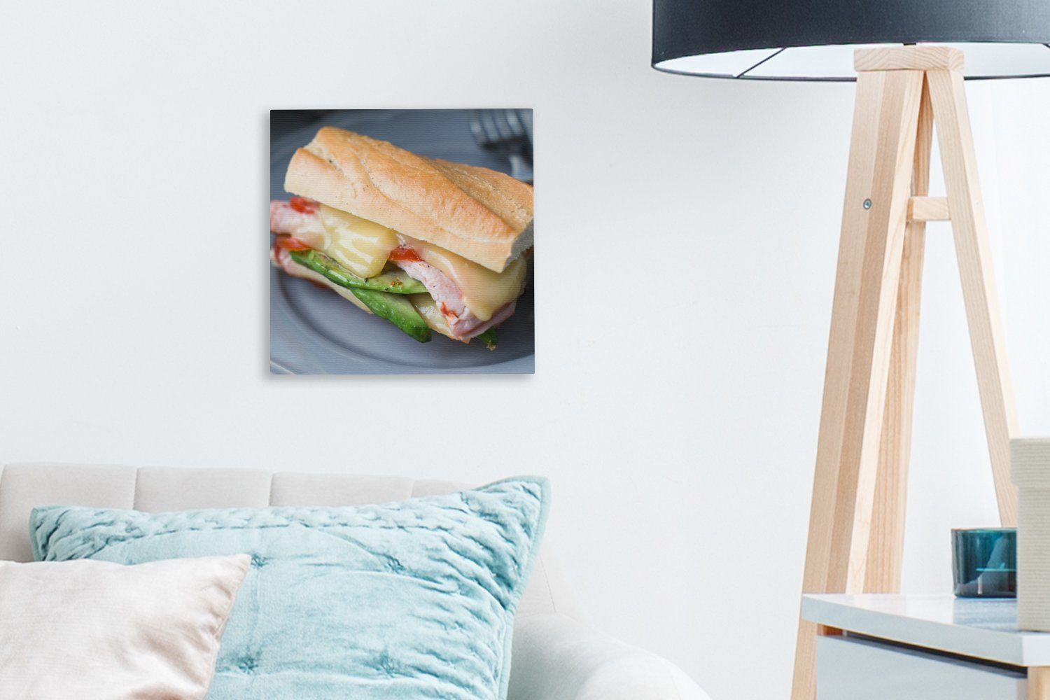 OneMillionCanvasses® Leinwandbild zum Leinwand Reichhaltig für (1 Schlafzimmer Wohnzimmer gefülltes Bilder Mittagessen, St), Toastbrot