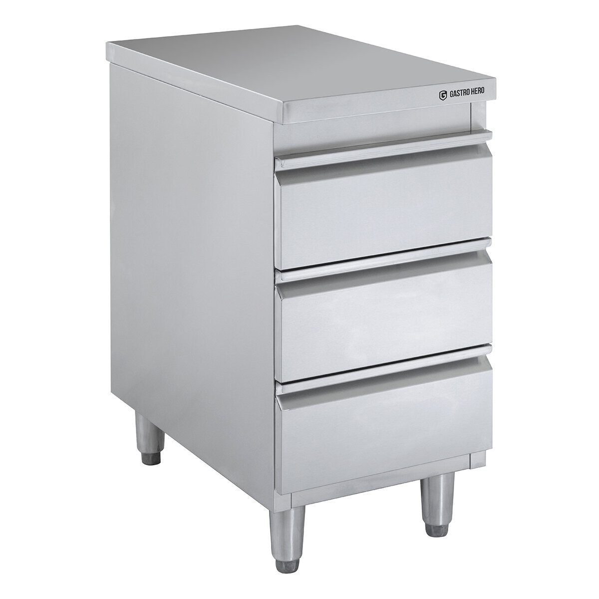 GastroHero Hochschrank Edelstahl Schubladenschrank 400x600 mm 3 Schubladen