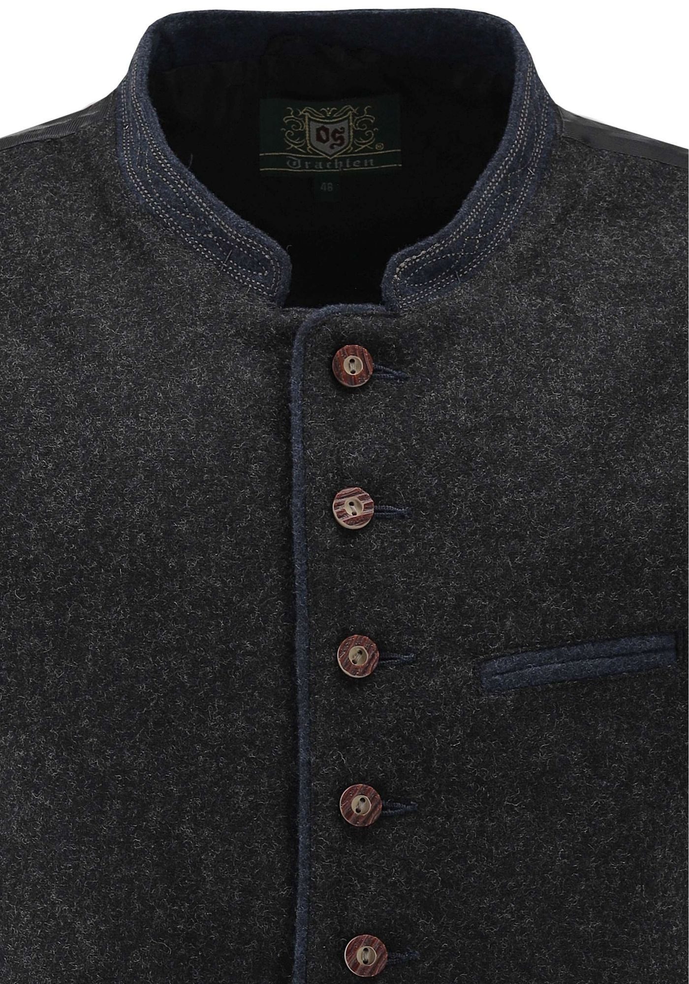 OS Trachten Trachtenweste Thoyad Slim Fit, Stehkragen, Wolle – Bild 3 von 3