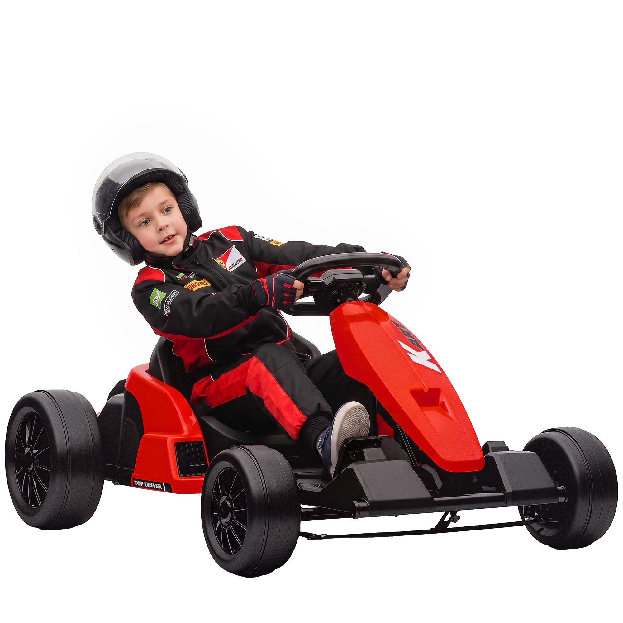 AIYAPLAY Elektro-Kinderauto Gokart 24 V Drift Kart mit 2 Motorn, Driftmodus, Belastbarkeit 50 kg, (1-tlg), für 6-12 Jahre Kinder, Rot