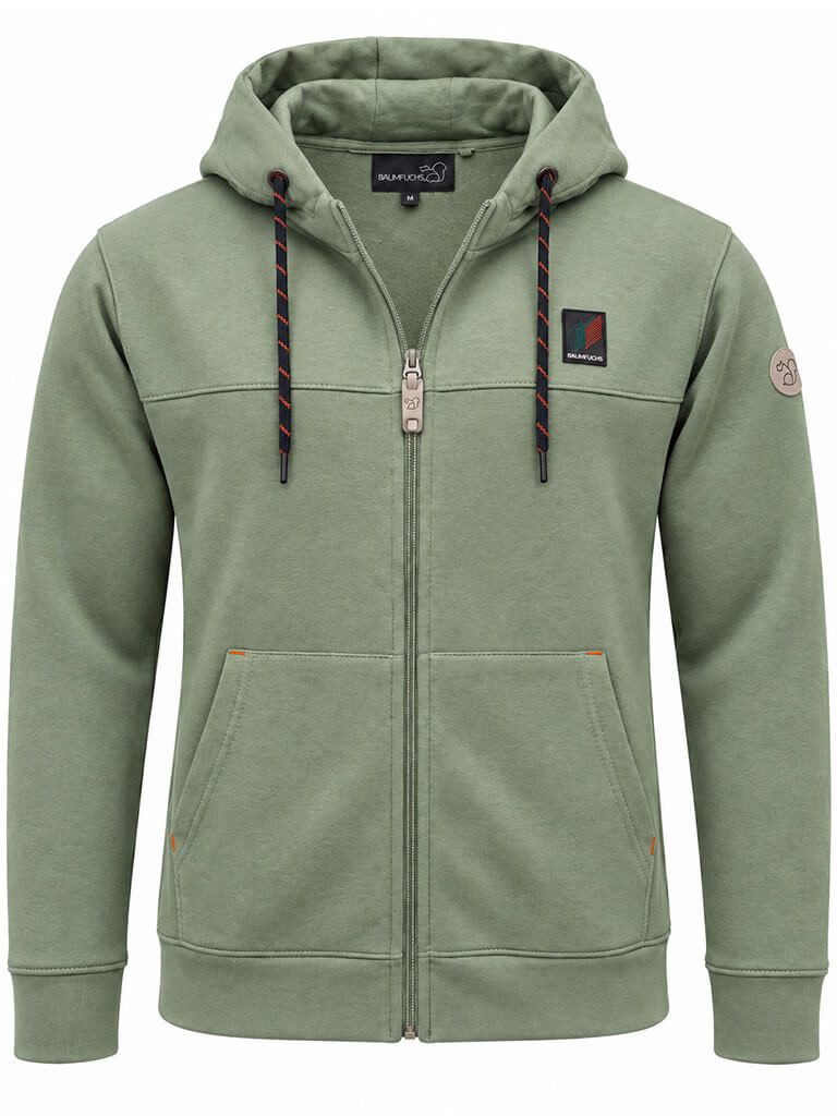 Baumfuchs Kapuzensweatjacke Herren Sweatjacke mit Kapuze - Kapuzenjacke Freizeitjacke Front-Reißverschluss, Eingriffstaschen, Kapuzen-Kordeln mit Labelprint
