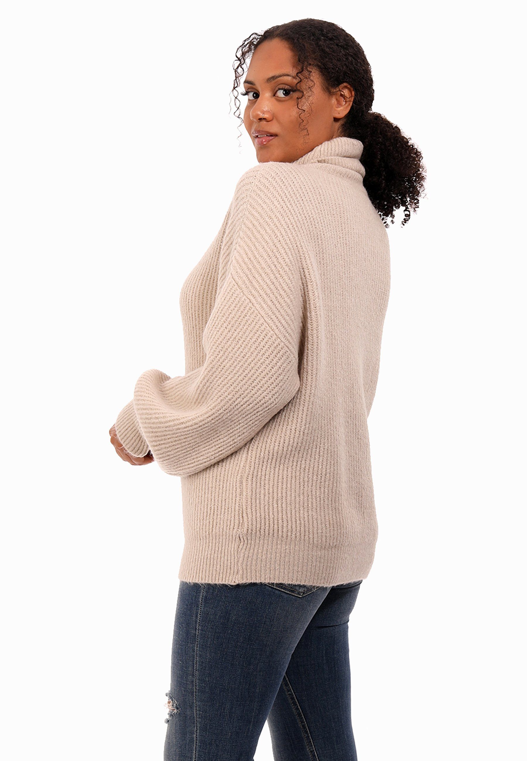 Pullover mit Unifarbe Style Rollkragenpullover Wollweiß YC in Fashion Winter Rollkragen Sweater Casual &