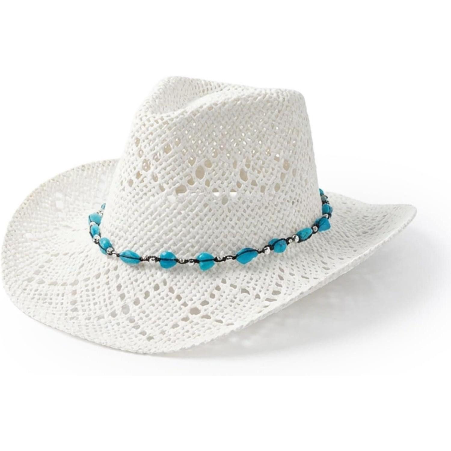 LuxusKollektion Cowboyhut Cowboyhut Damen Stroh Western Cowgirl Einheitsgröße M Weiß