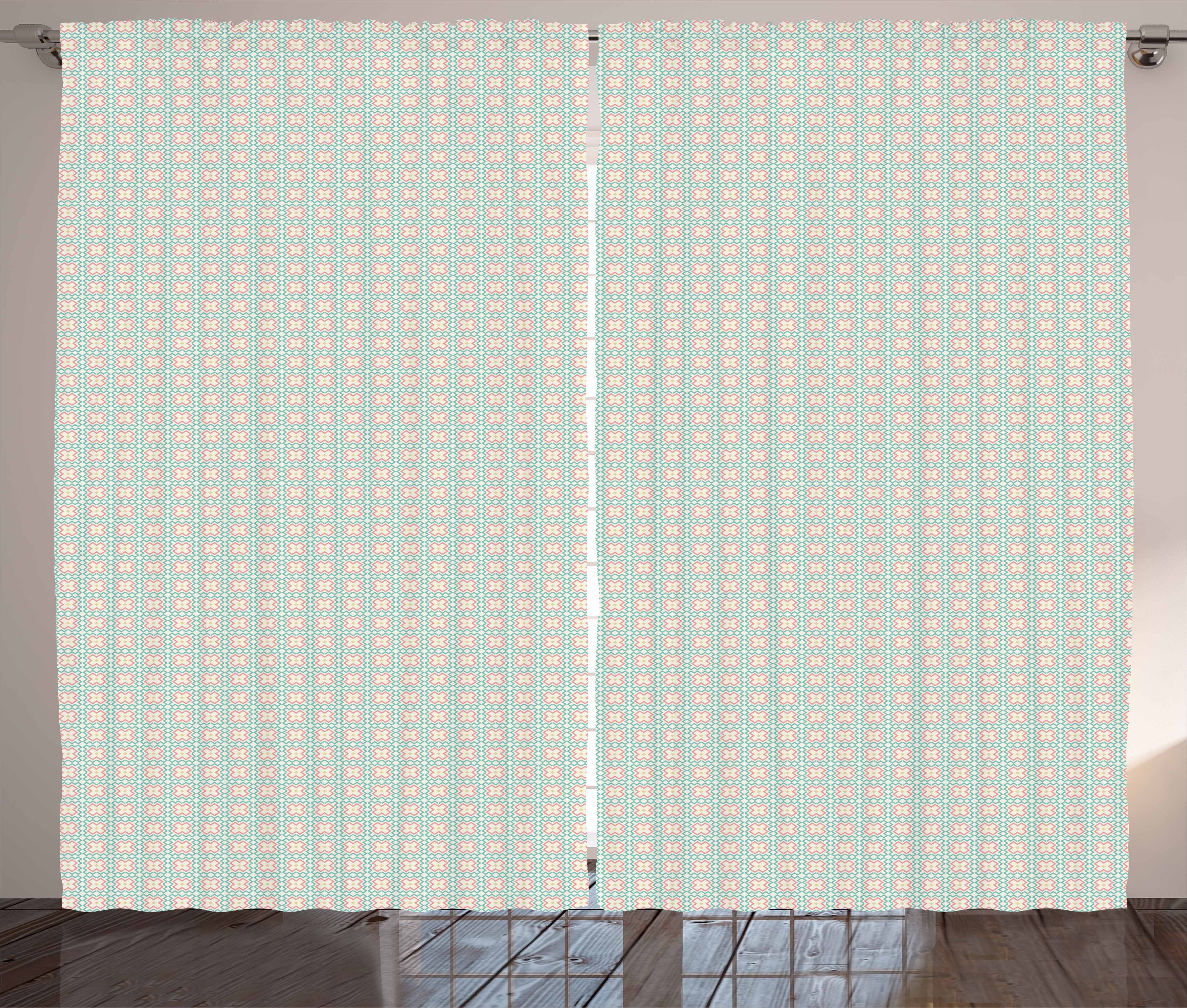 Gardine Schlafzimmer Kräuselband Vorhang mit Schlaufen und Haken, Abakuhaus, Geometrisch Chevron Zigzags Motiv