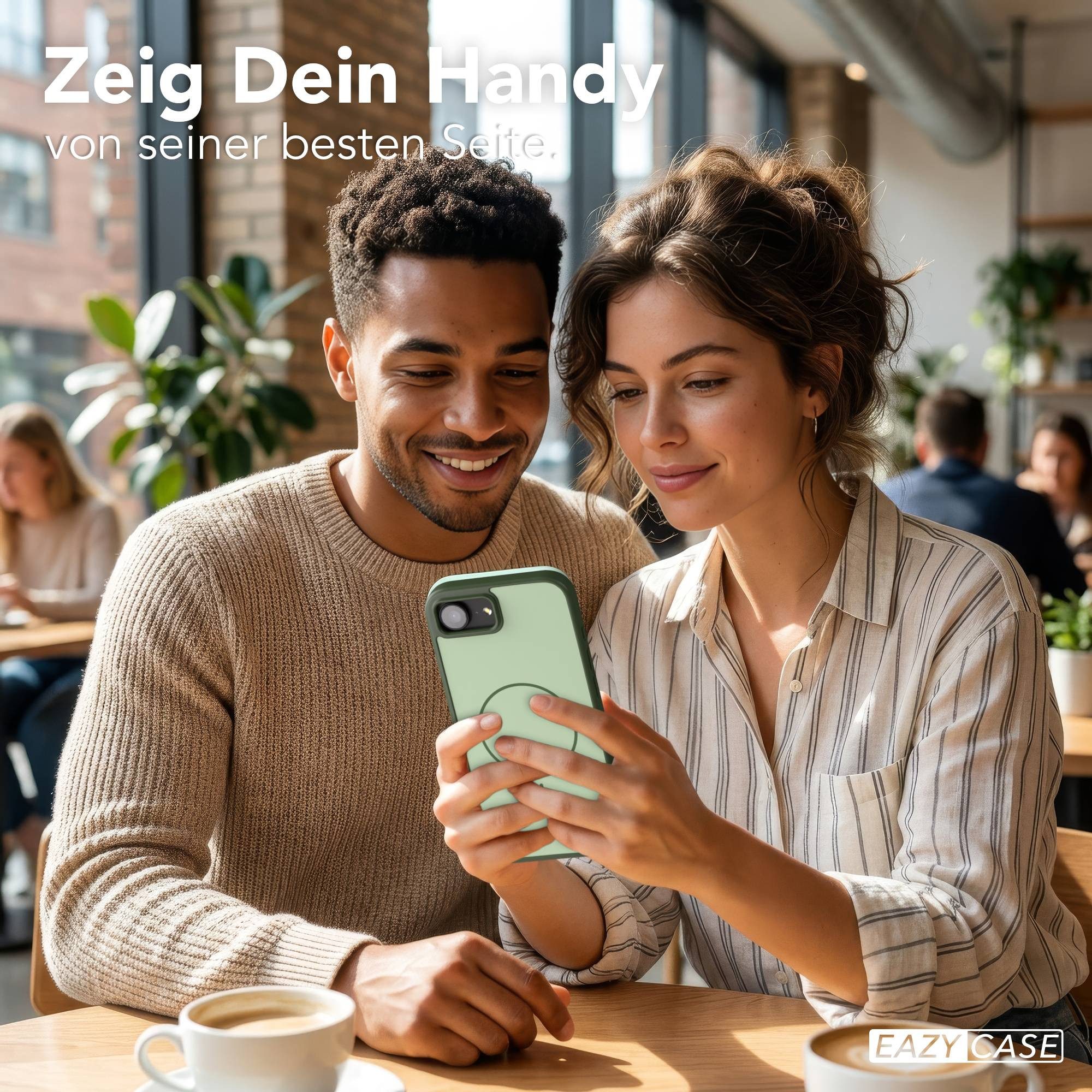 EAZY CASE Handyhülle Slim Outdoor MagSafe Case für Apple iPhone 16e 6,1 Zoll, Outdoor Case mit Magnetring & sicherem Halt in Dunkelgrün