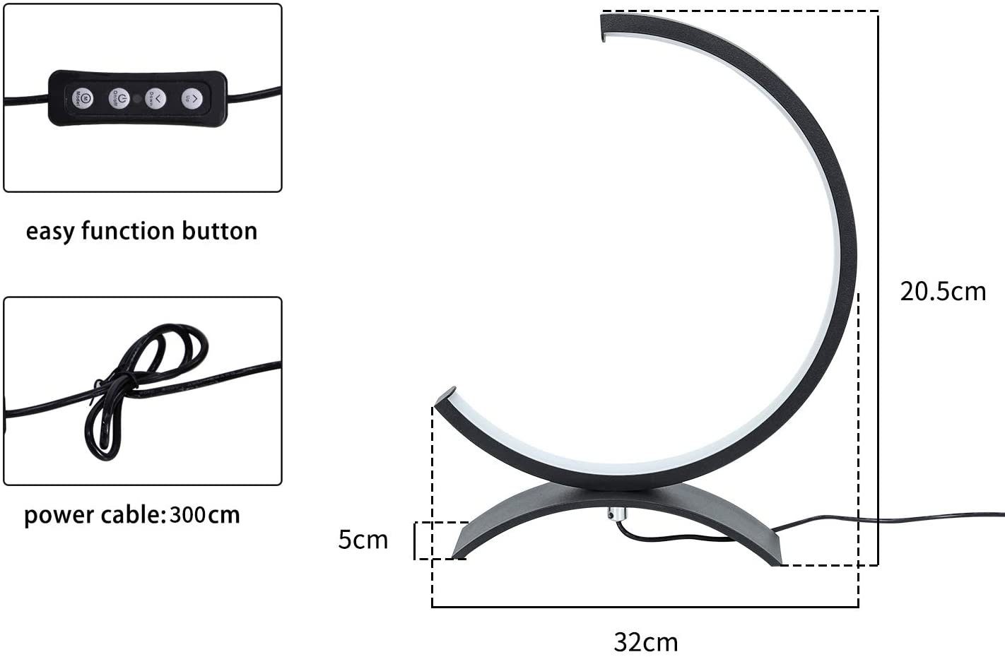 modern Kabel, dimmbar, fest Nachttischlampe integriert, Halbkreisform LED mit Lesenlampe ZMH LED warmweiß-kaltweiß 3M