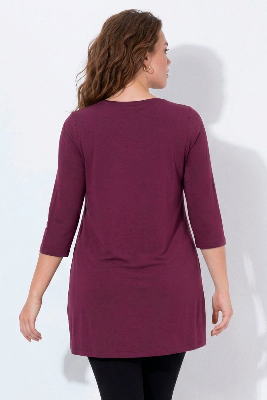 Ulla Popken Longshirt Longshirt A-Linie V-Ausschnitt 3/4-Arm – Bild 4 von 5