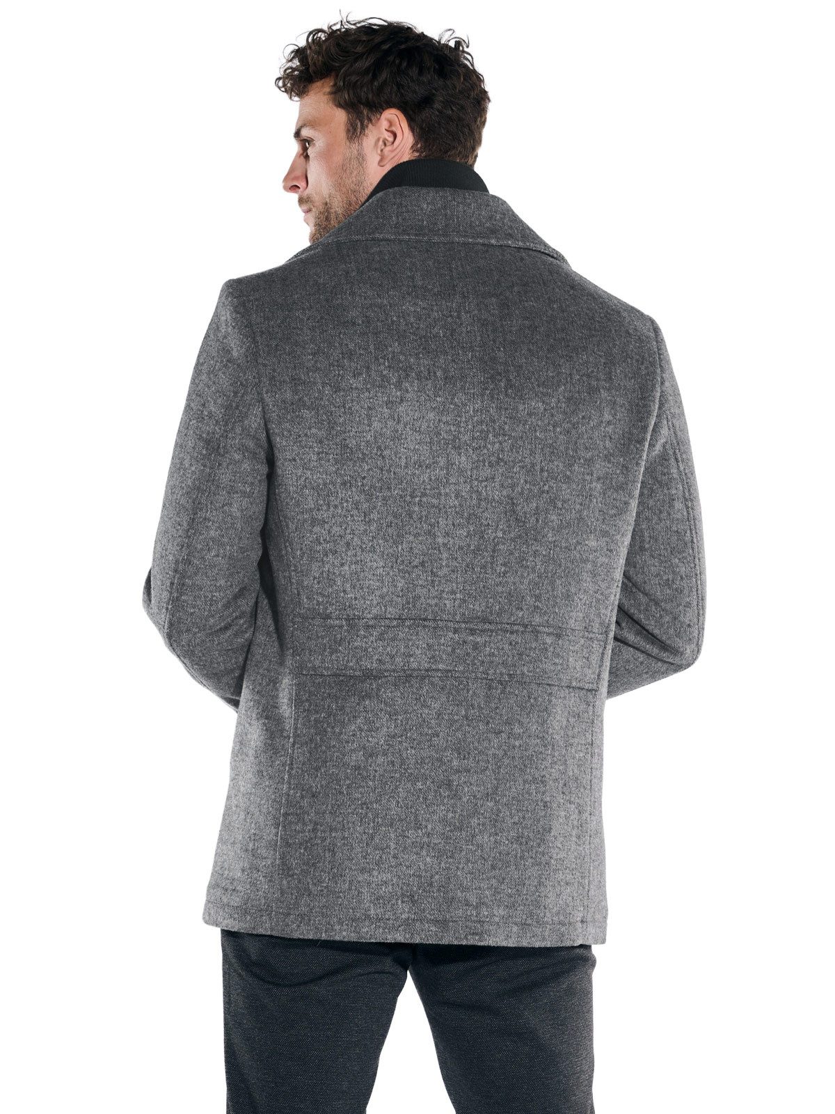 emilio adani Langjacke Herren Caban-Mantel mit Reverskragen, Dunkelgrau günstig online kaufen