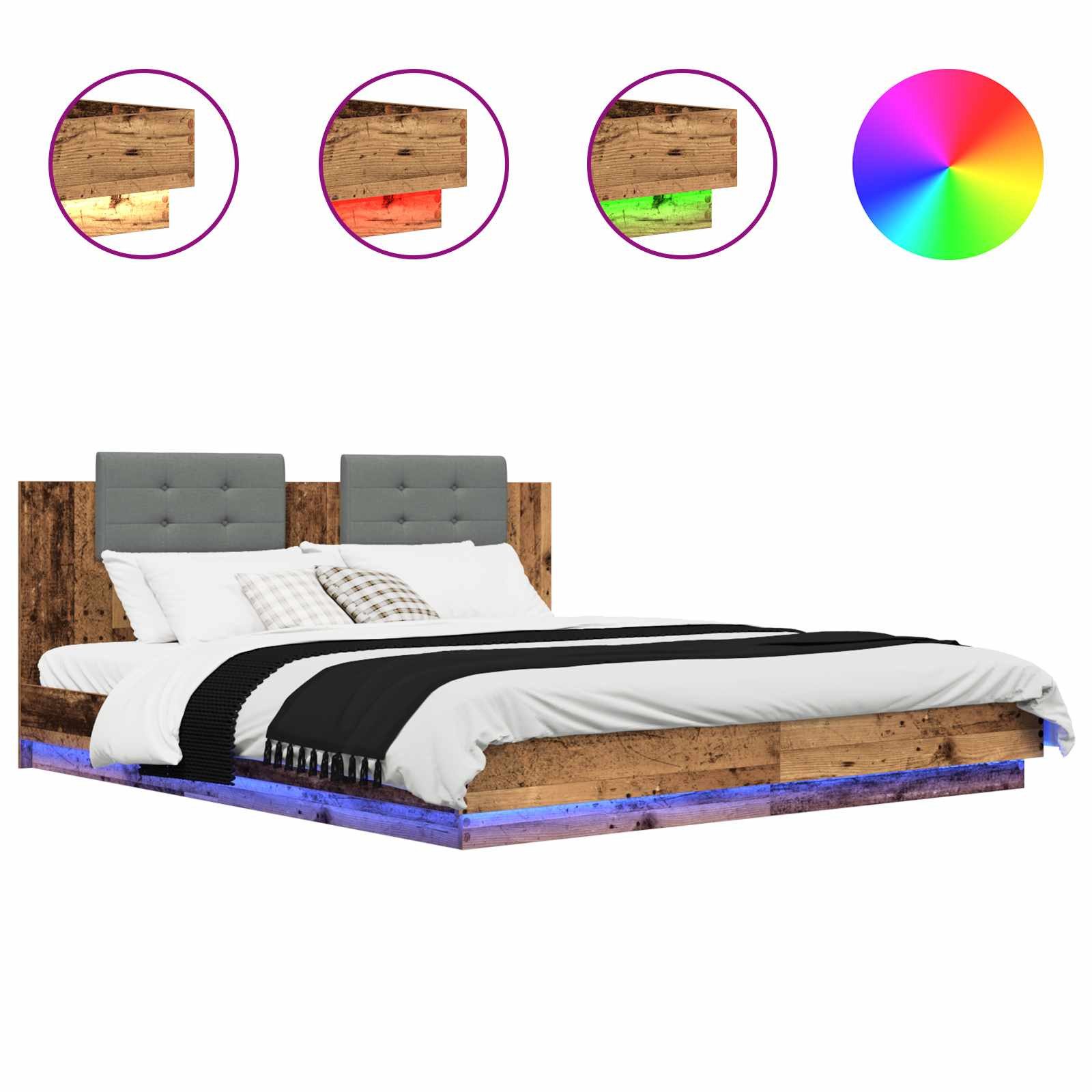 vidaXL Bett Bettgestell mit Kopfteil Altholz 180 x 200 cm Holzwerkstoff (1-tlg)