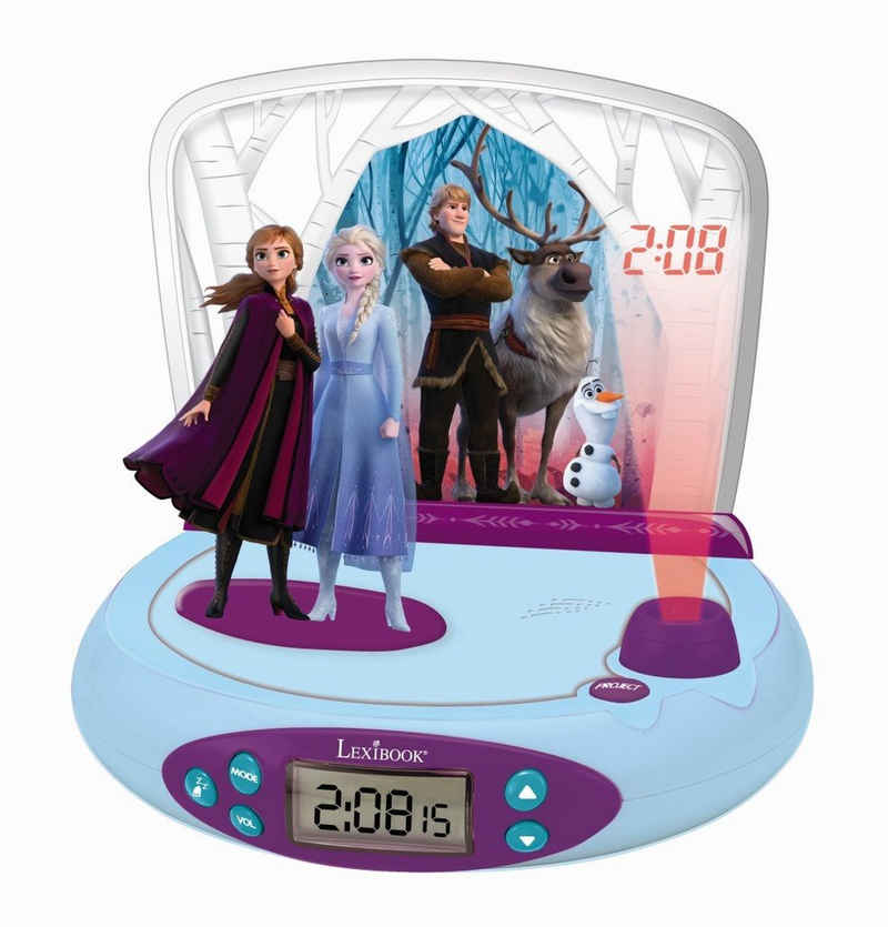 Lexibook® Kinderwecker Disney Frozen Die Eiskönigin 3D Projektions-Wecker mit Sound Elsa Anna