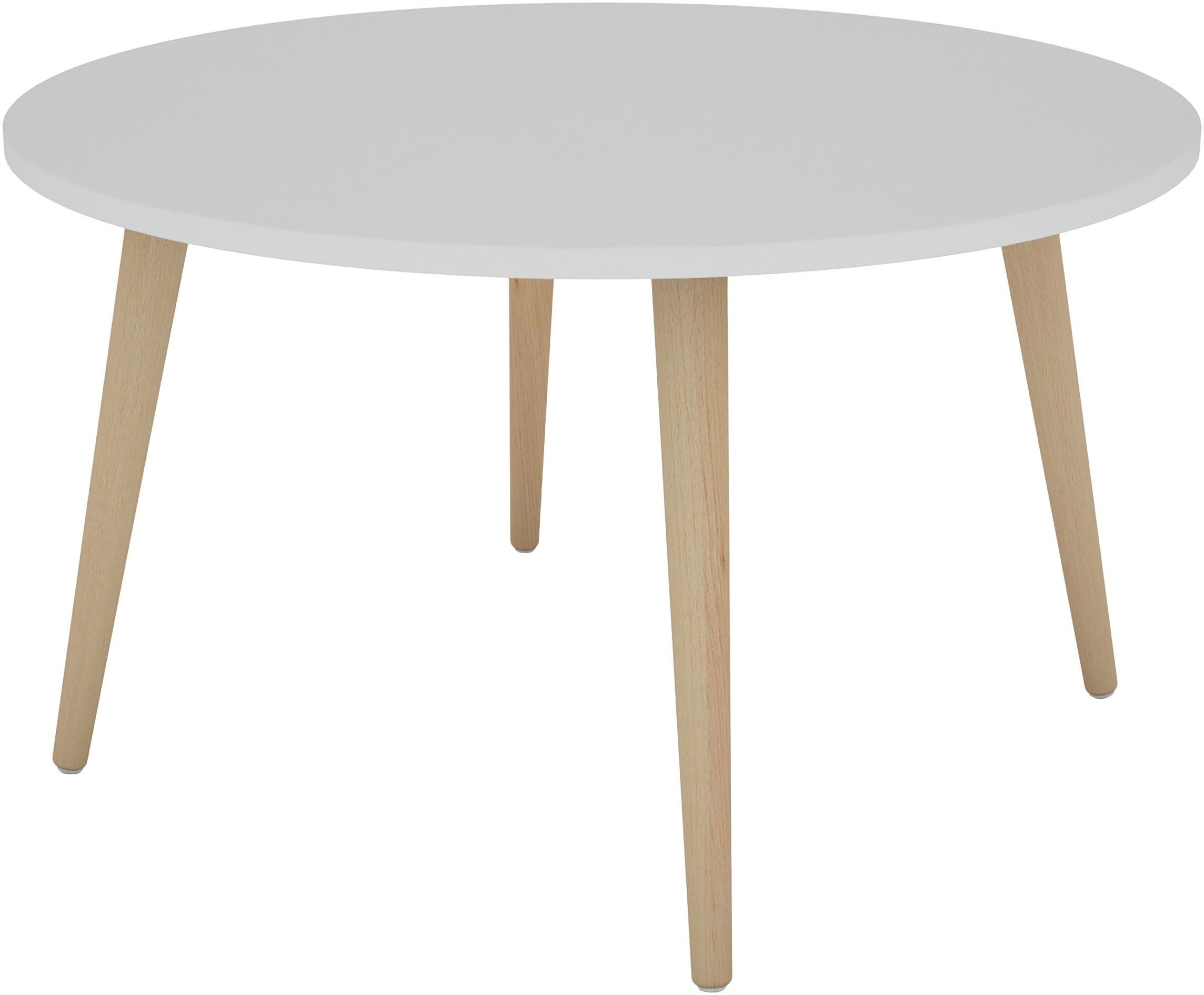 byLIVING Couchtisch LASSE, Tischplatte weiß, Gestell Buche natur, Breite: 80 cm