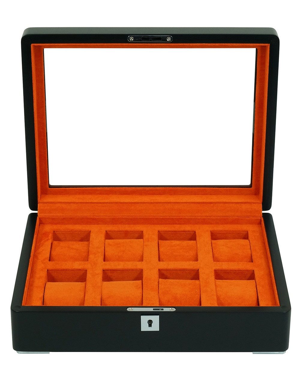Rothenschild Uhrenbox Rothenschild RS-3420-8-BL-ORA Uhrenbox schwarz [8] mit orangem Samt