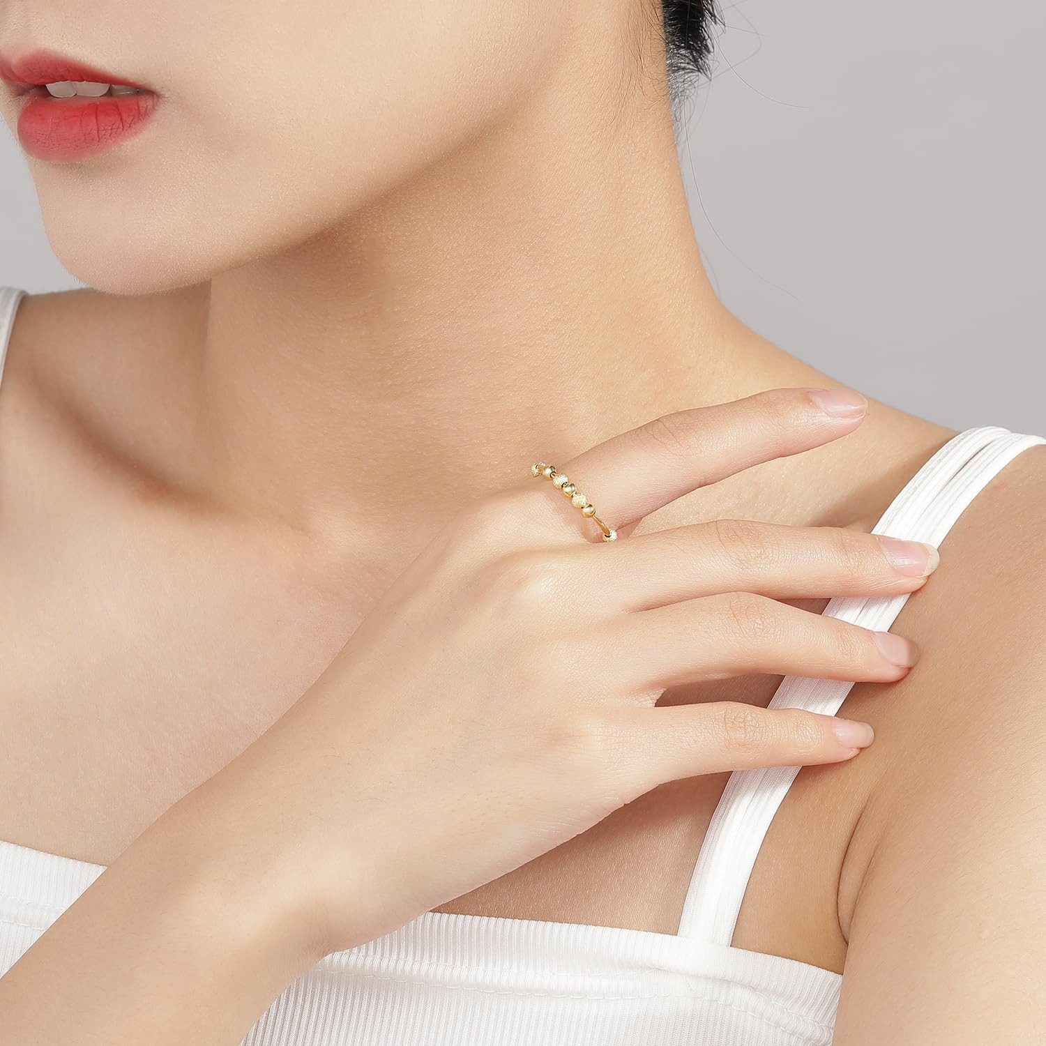Lisandra Scott Silberring Anti-Stress Ring aus 925 Sterlingsilber mit drehbaren Glitzer-Kugeln – Bild 5 von 5