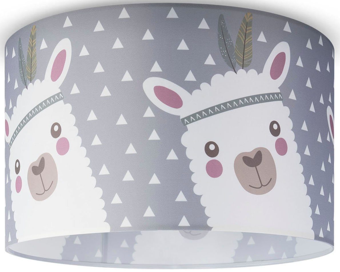 Paco Home Deckenleuchte Ela 214, ohne Leuchtmittel, Kinderlampe Deckenlampe LED Kinderzimmer Lampe Lama-Motiv, E27 | Deckenlampen