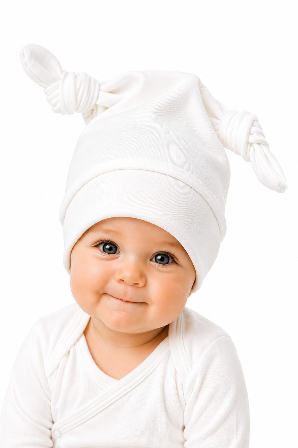 Erstlingsmütze Babymütze Knotenmütze Baby Mütze mit Knoten elastisch