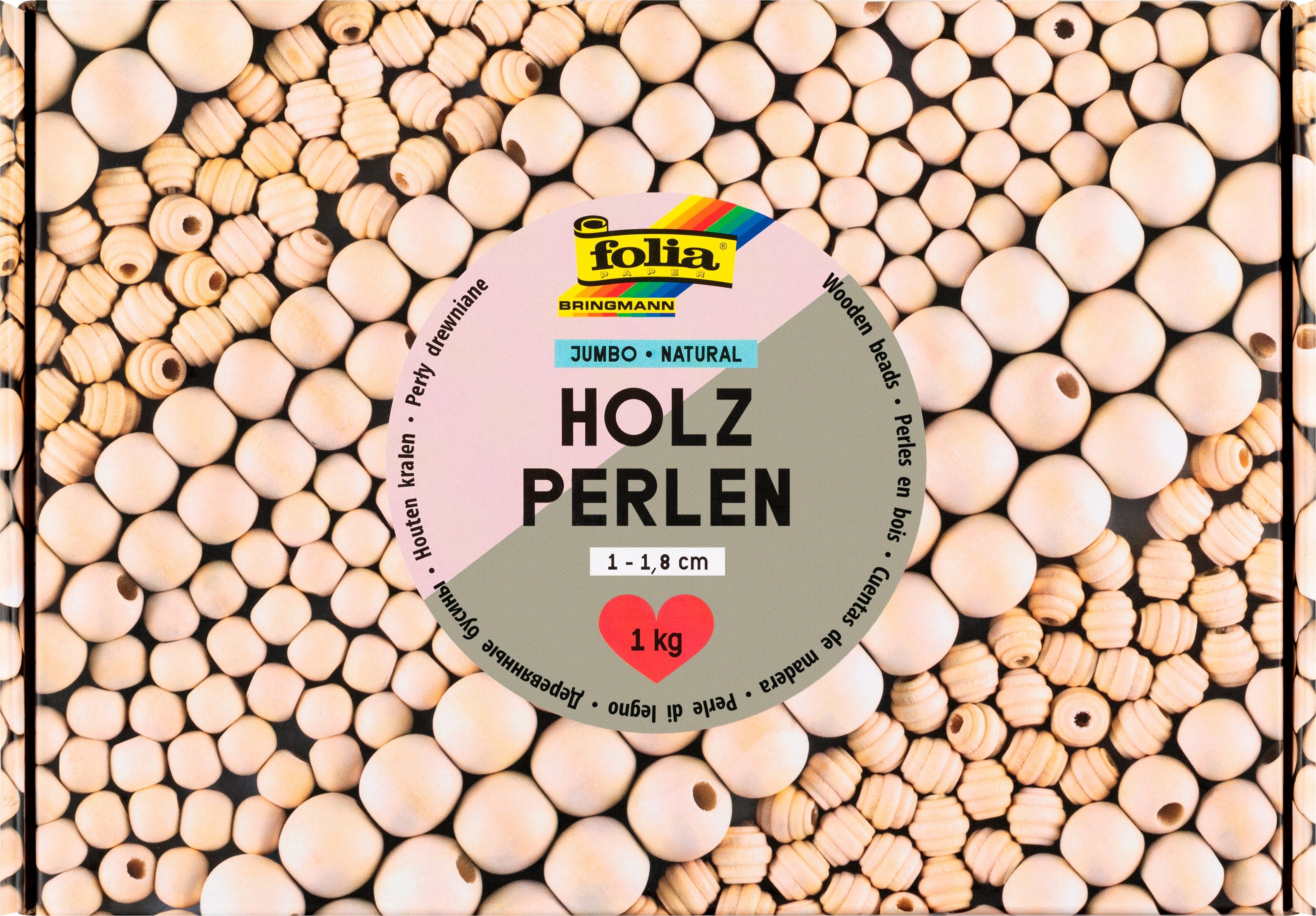Folia Bastelperlen Jumbo-Holzperlen, 1 kg