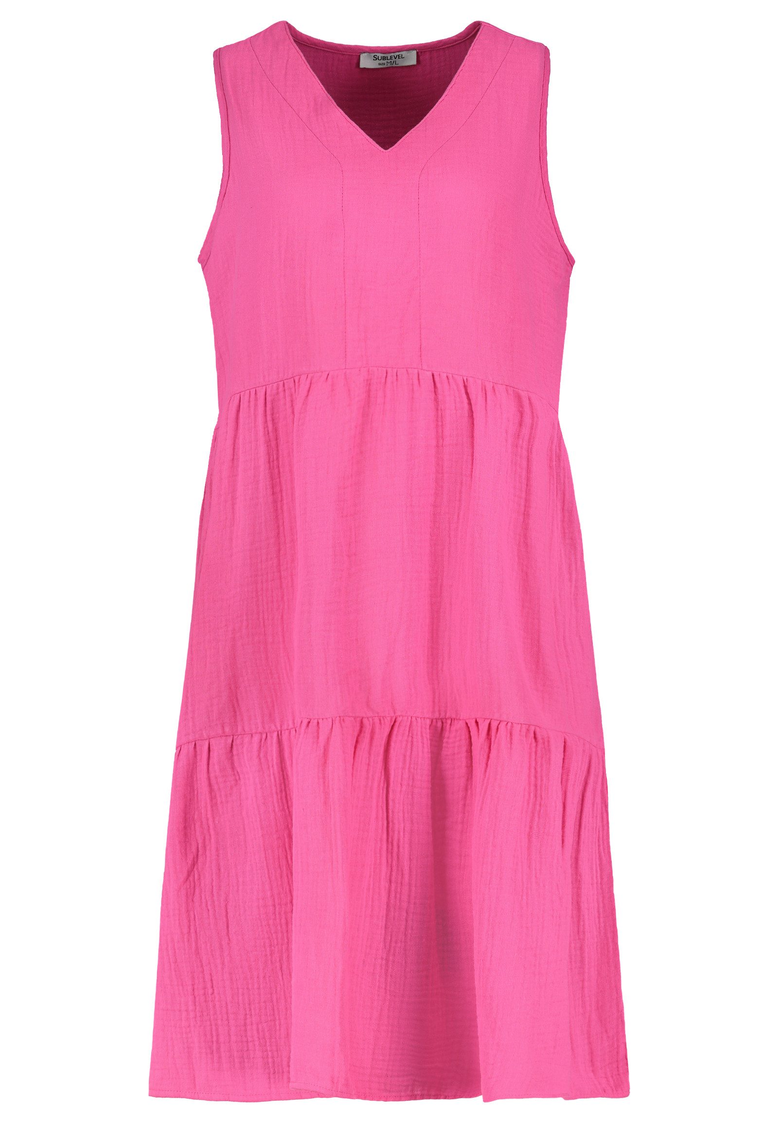 SUBLEVEL Shirtkleid Sommerlich luftig mit gerafftem Saum (7/8-Länge) Sleeve günstig online kaufen