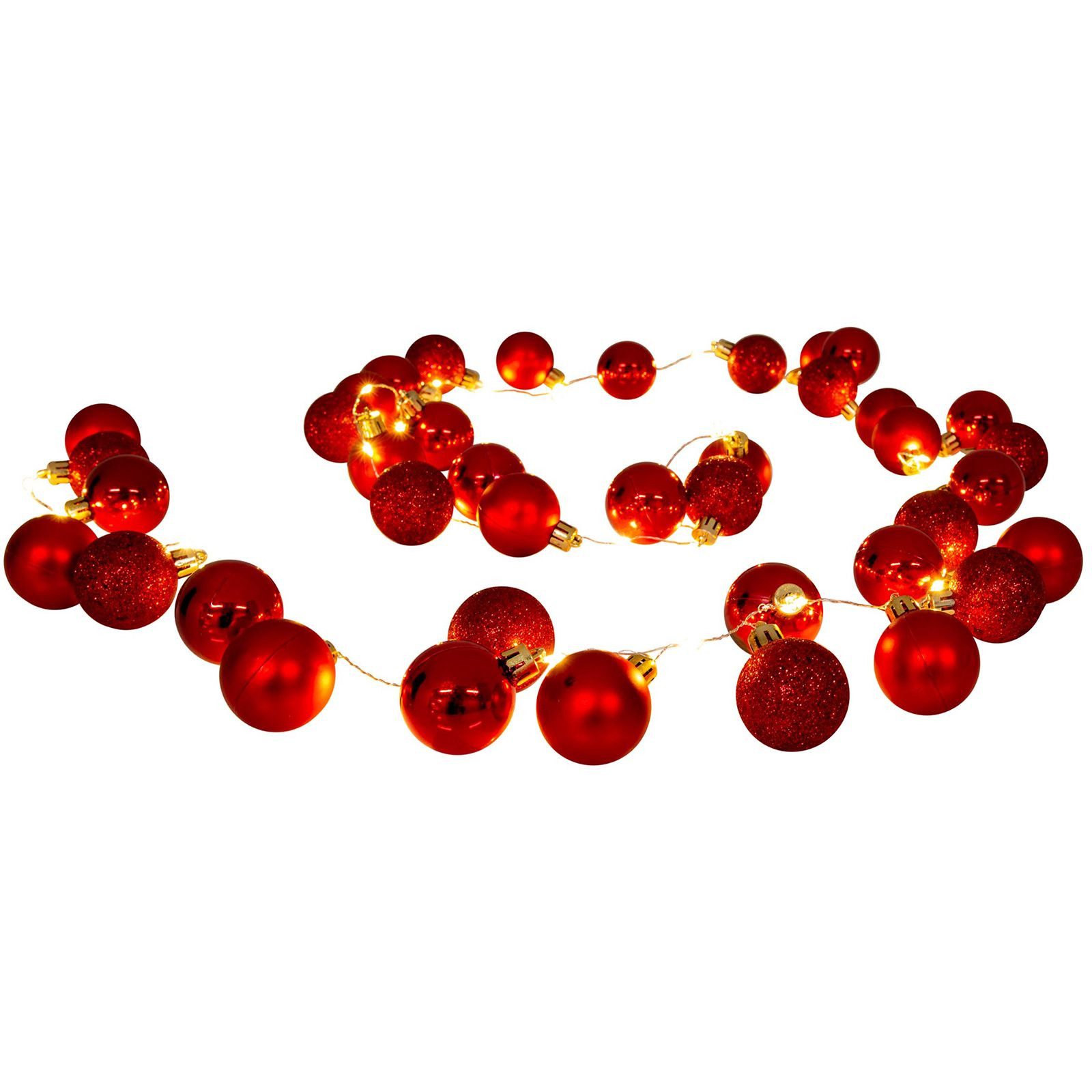 näve Lichterkette Lichterkette Outdoor Weihnachten 3D Rote Kugeln