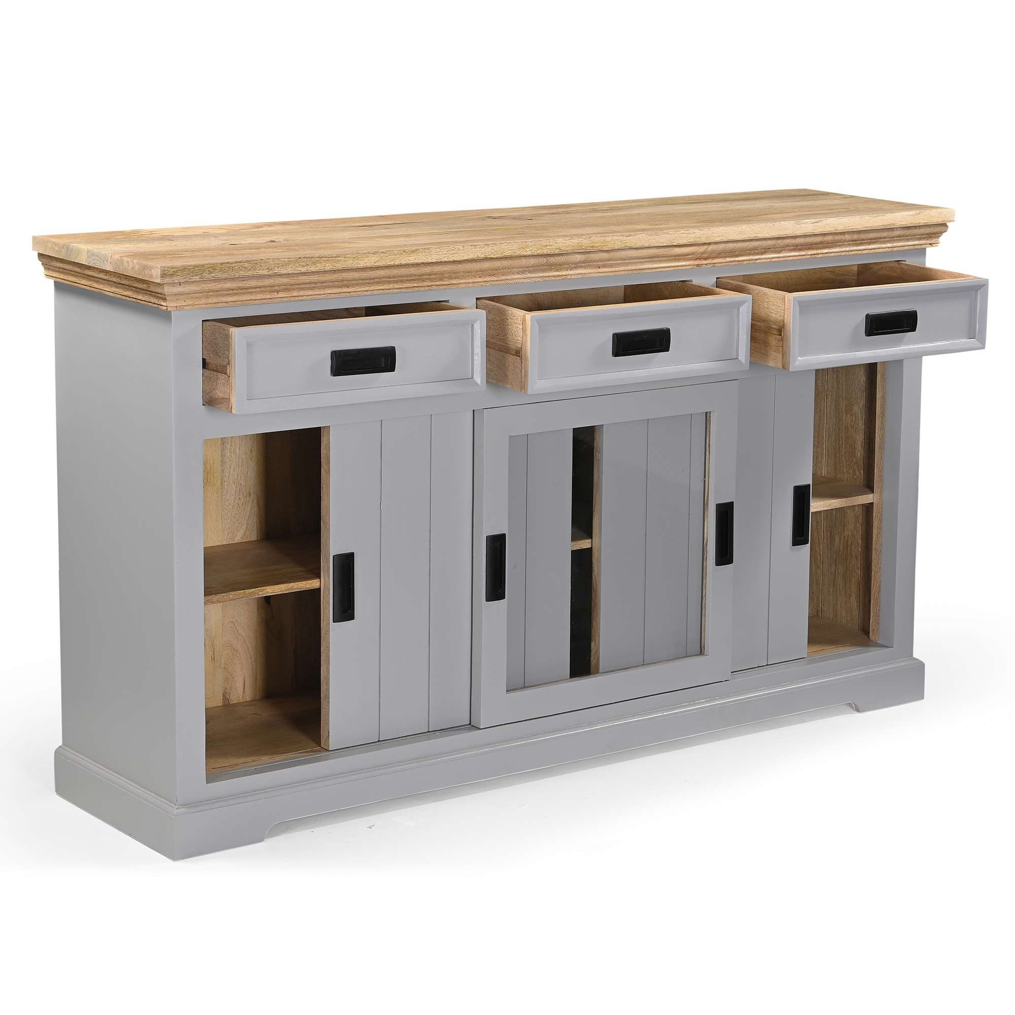 Home affaire Sideboard Alpinist Kommode Breite/Tiefe/Höhe 160/40/90 cm, mit 3 Schiebetüren, handgefertigt, Unikat-Möbel, Breite 160 cm