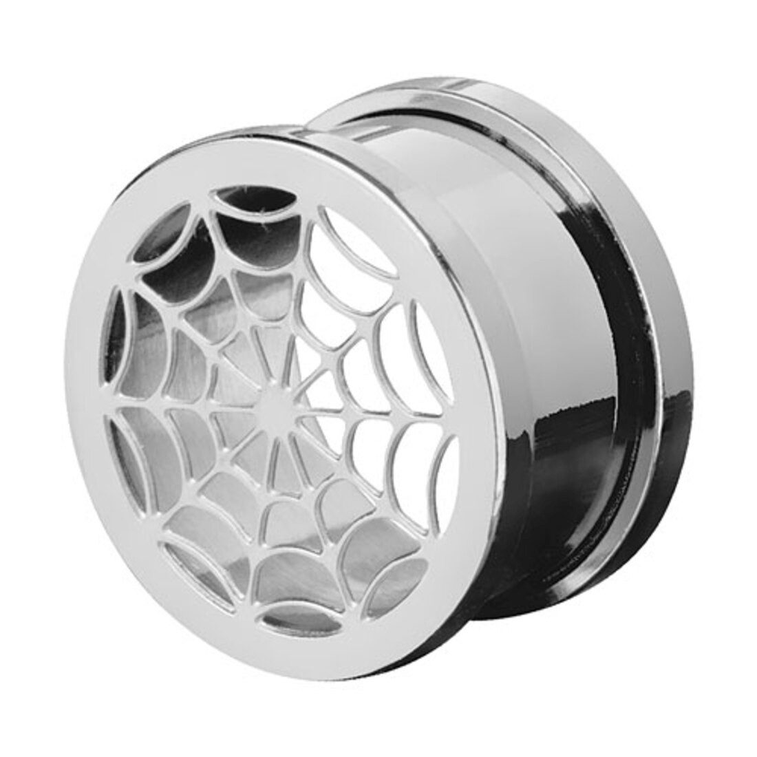 Taffstyle Plug Flesh Tunnel Spinnennetz Edelstahl Silber 6mm, Ohrpiercing Ohr Ear Flesh Tunnel Plug Piercing
