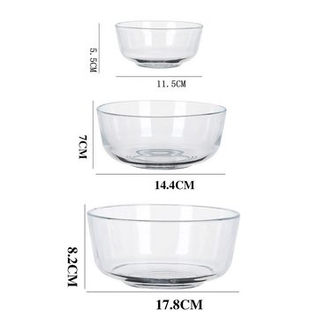 FELIXLEO Gläser-Set Glas Rührschüssel mit Deckel 1er-Set Rund Salatschüsseln für die Küche