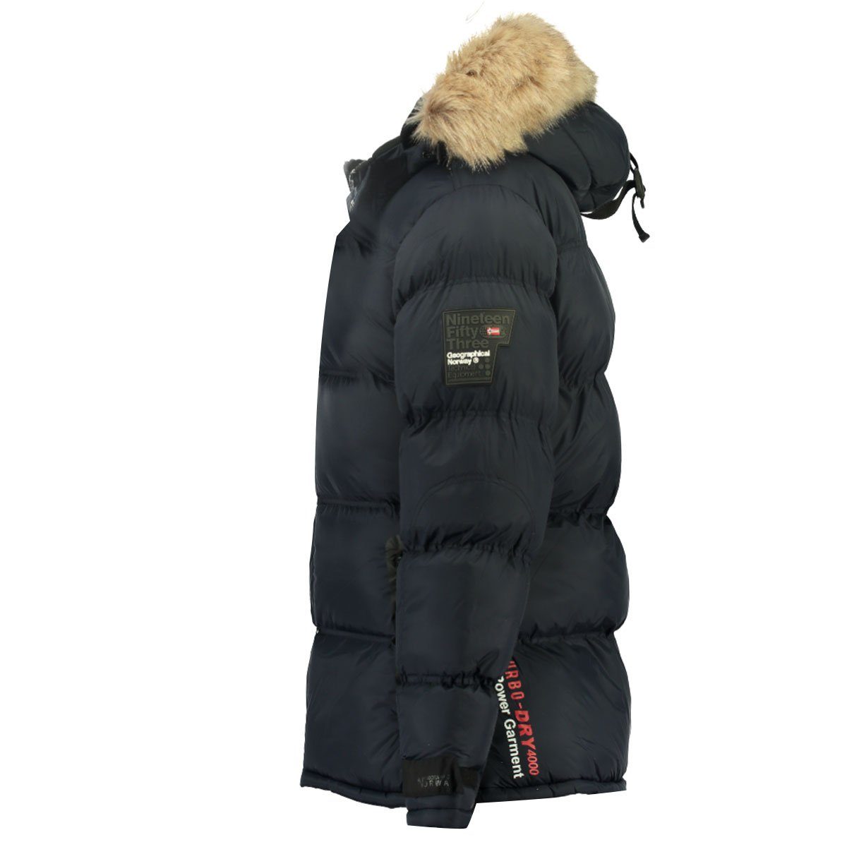Geographical Norway Winterjacke Damen Outdoor Jacke Steppjacke in Unifarbe, mit abnehmbarer Kapuze, mit Stehkragen