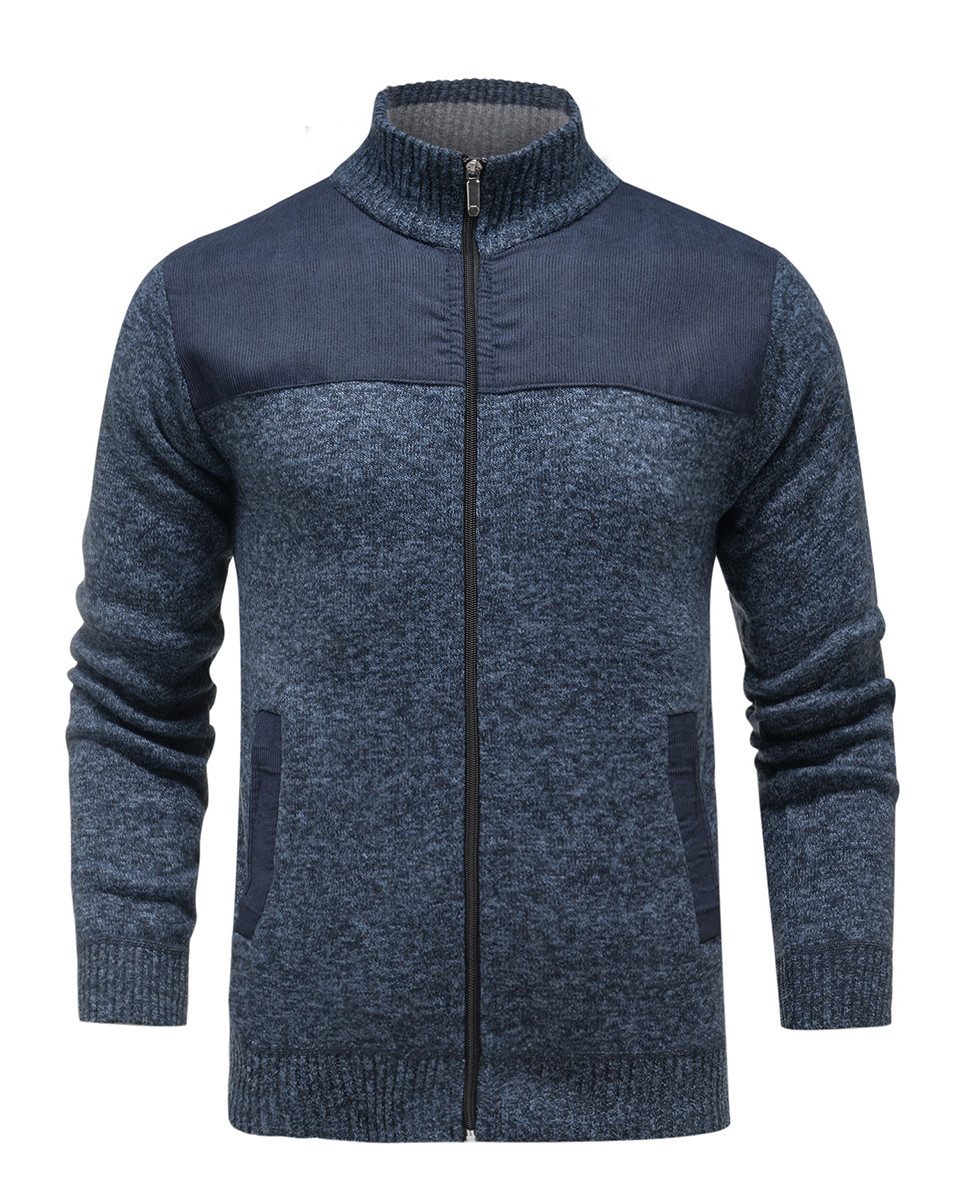 Allthemen Strickjacke mit Reißverschluss Cardigan Stehkragen Pullover Casual