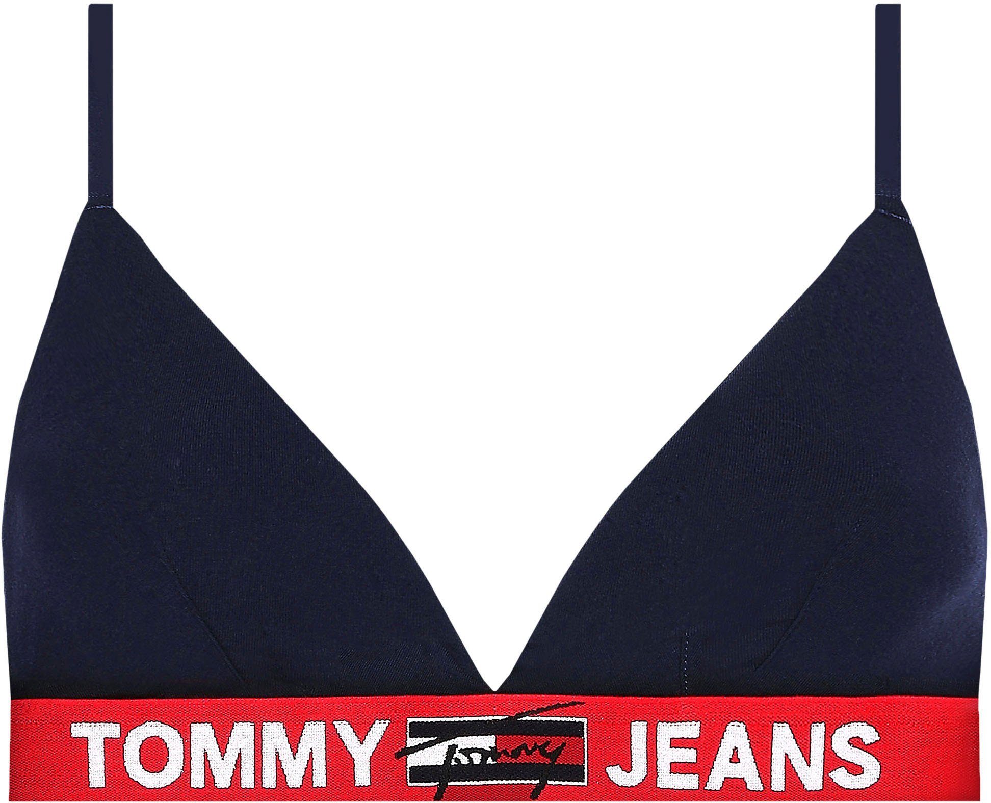 Logo-Schriftzug Sky Hilfiger dem BRALETTE Hilfiger Desert Tommy Triangel-BH UNLINED TRIANGLE auf Underwear Tommy mit Elastiktape