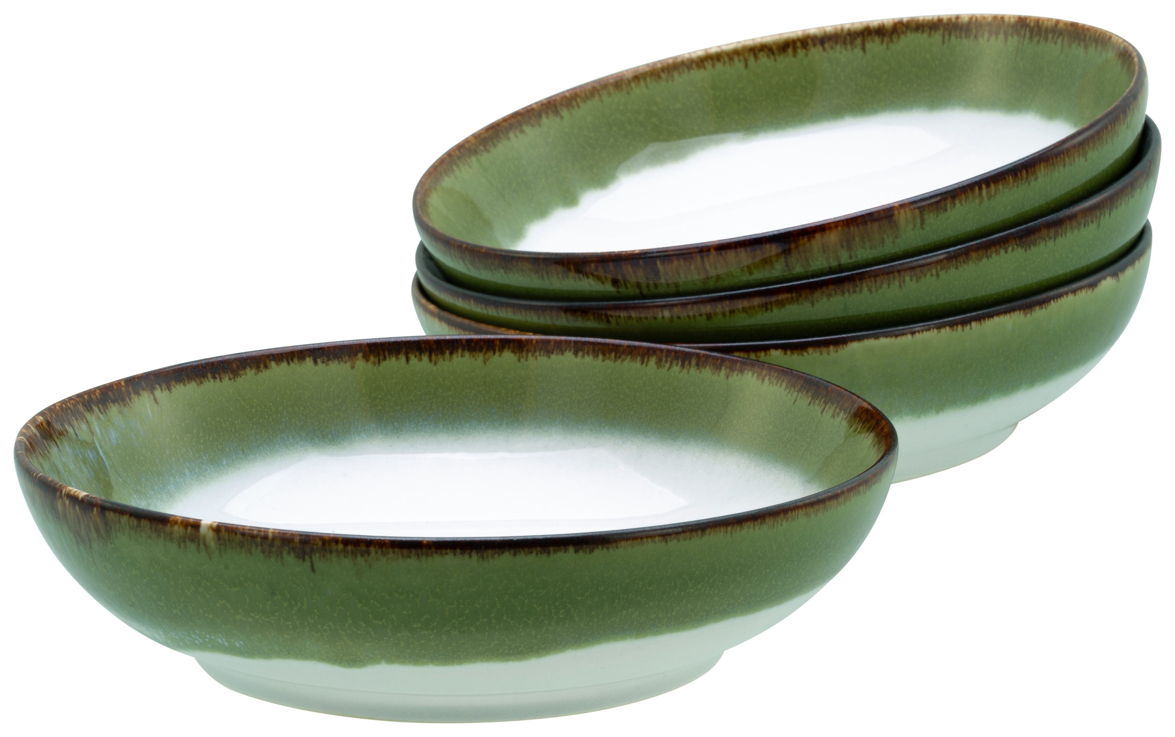 CreaTable Schale Cascade, Poke Bowl 22,5 cm 4-tlg, Steinzeug, (Set, 4-tlg), Rekativglasur, Healthy Food