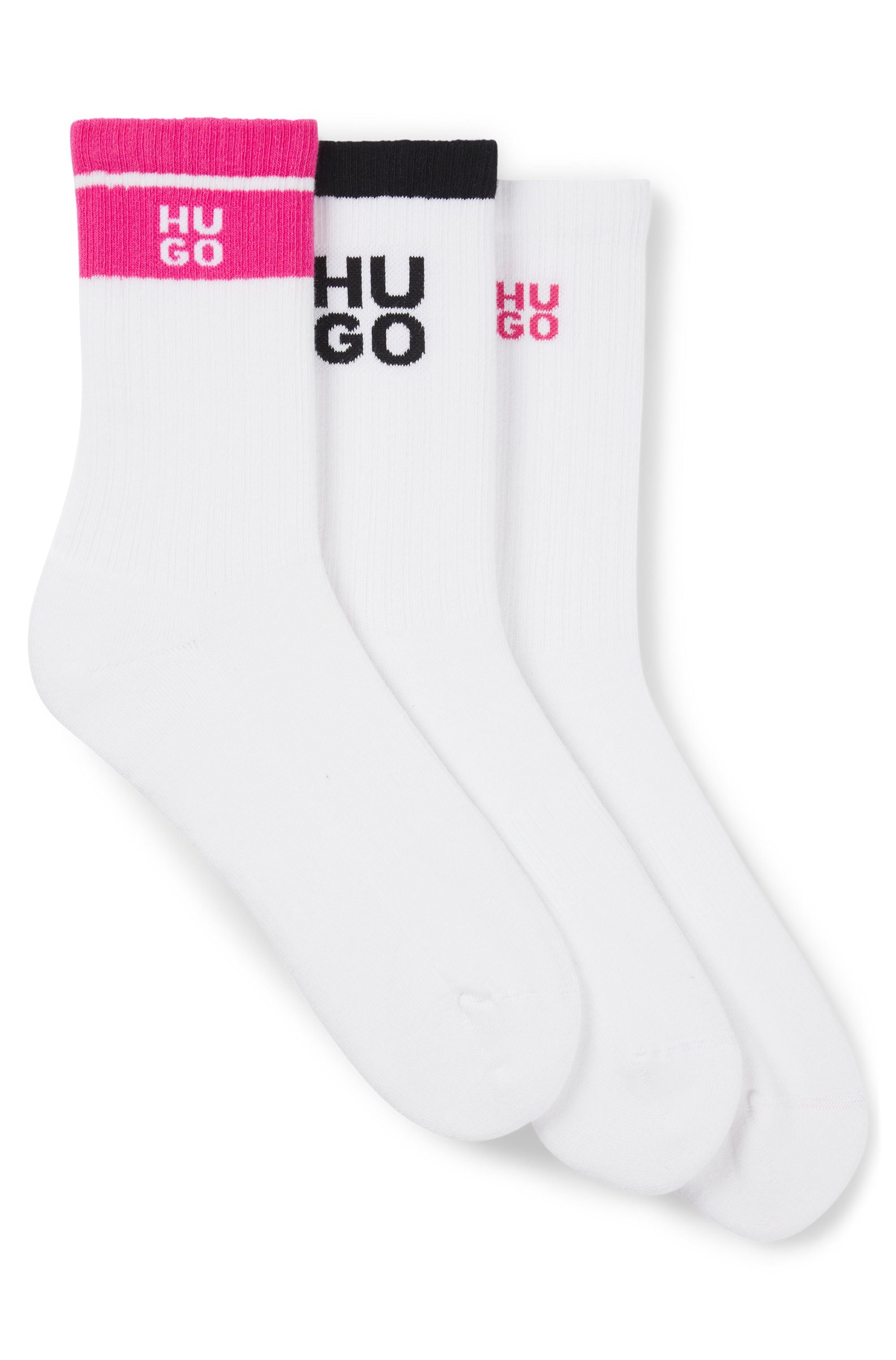 HUGO Socken 3P QS LOGO RIB CC (Packung, 3-Paar, 3er Pack) mit kontrastfarbe günstig online kaufen