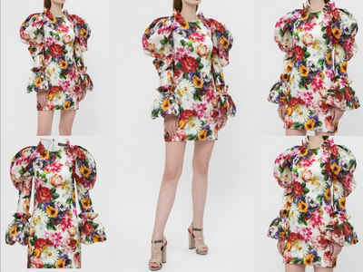 DOLCE & GABBANA Midikleid DOLCE & GABBANA Floral-print Silk Midi dress Palermo Mini Kleid Midikl