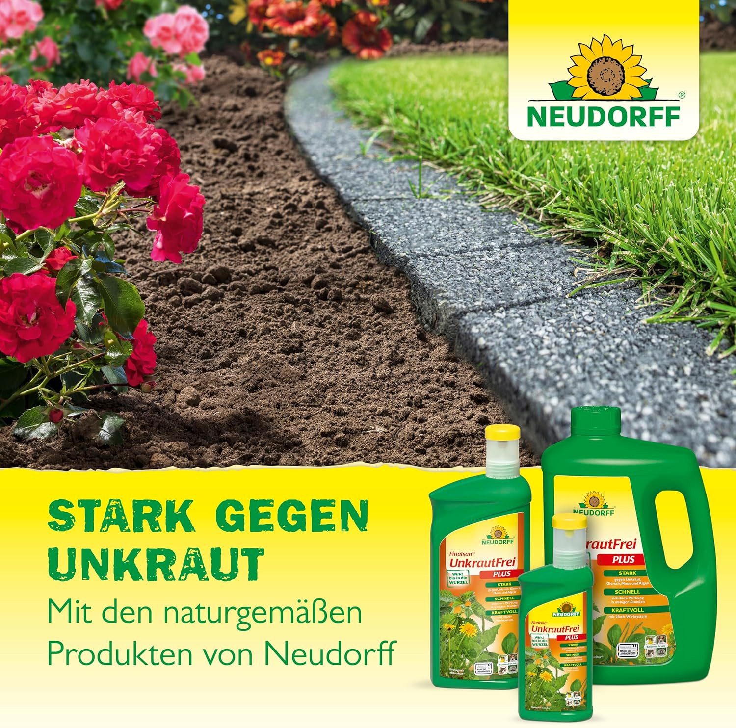 Neudorff Unkrautbekämpfungsmittel Finalsan AF Wege- und FugenRein 1 Liter, 1000 ml, Gebrauchsfertiger Grünbelagentferner entfernt Grünbelag und Algen, wirksam in 3 Stunden und monatelang