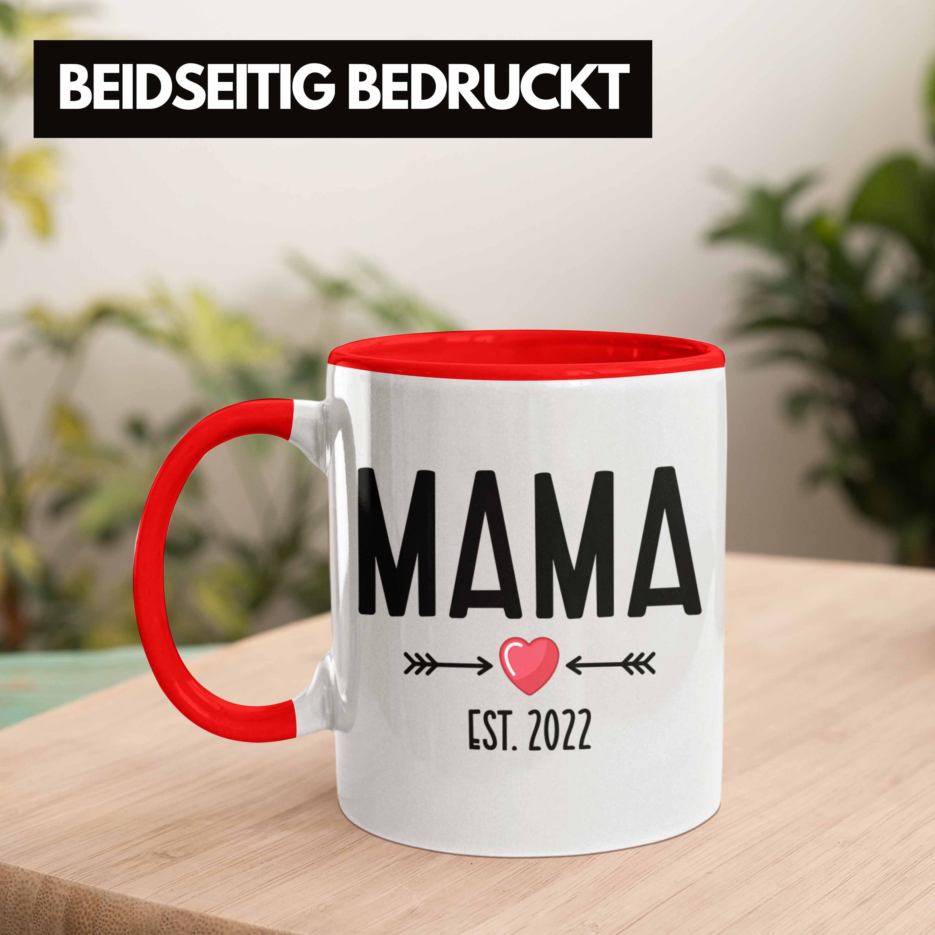 Mutter Baby Geschenk - Überraschung Verkünden Schwangerschaft Rot Mutter Kaffeetasse Tasse 2022 Trendation Mama Wirst Trendation 2022 Du Tasse