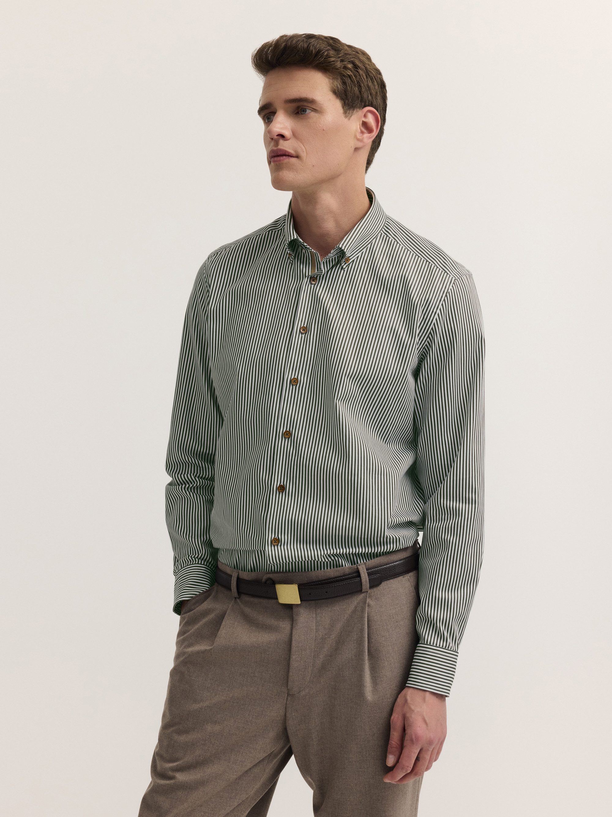 bugatti Langarmhemd Modern Fit Modern Fit Baumwolle Gestreift Button-Down