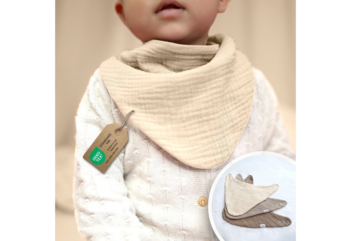 lilimaus Spucktuch Musselin Dreieckstuch für Babys - Halstuch & Sabbertuch, (1-tlg), hält den Hals trocken & sitzt auch bei Bewegung - in 2 Größen