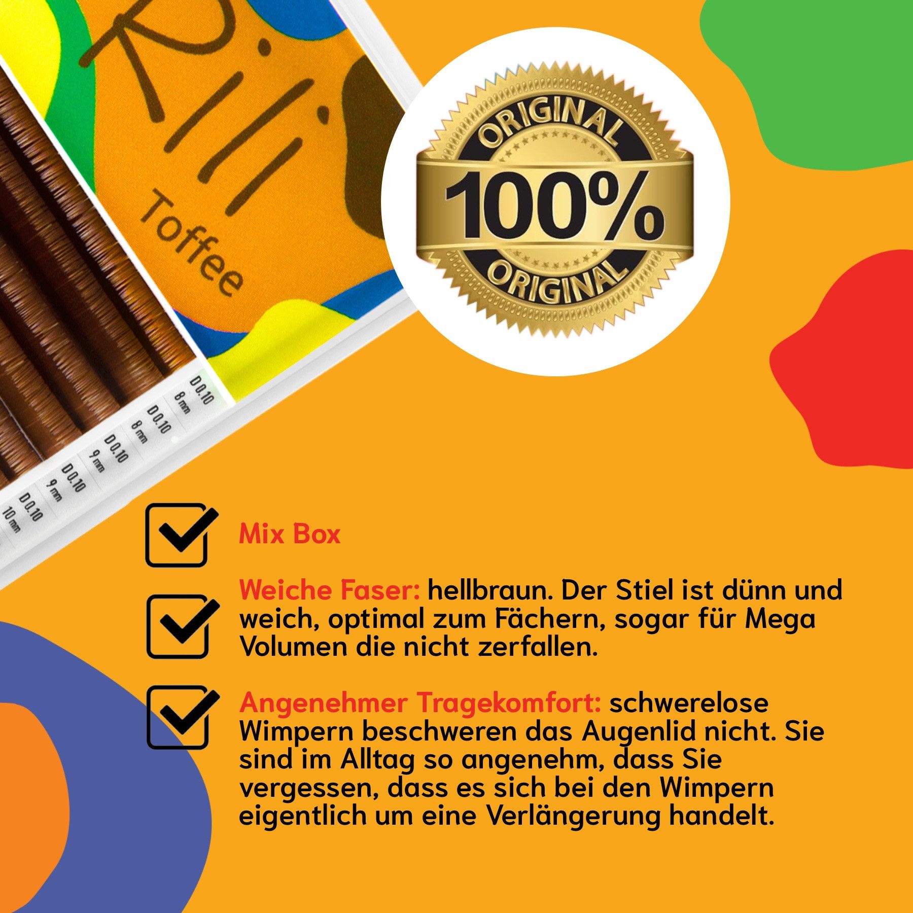 Lovely Einzelwimpern Wimpernverlängerung farbige Farbe hellbraun von Lovely Rili Toffee