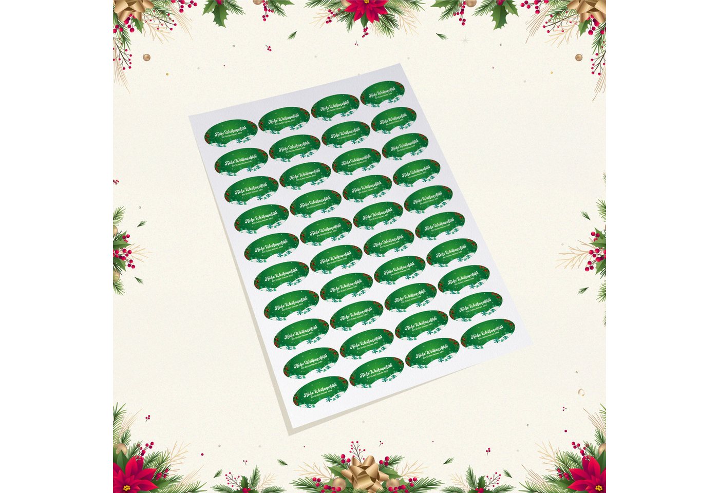 Thumbnail - PrintGoing Aufkleber Frohe Weihnachten Aufkleber, selbstklebend und bunt, 60 Stück, Bunte Weihnachtsmotive, 10 verschied...
