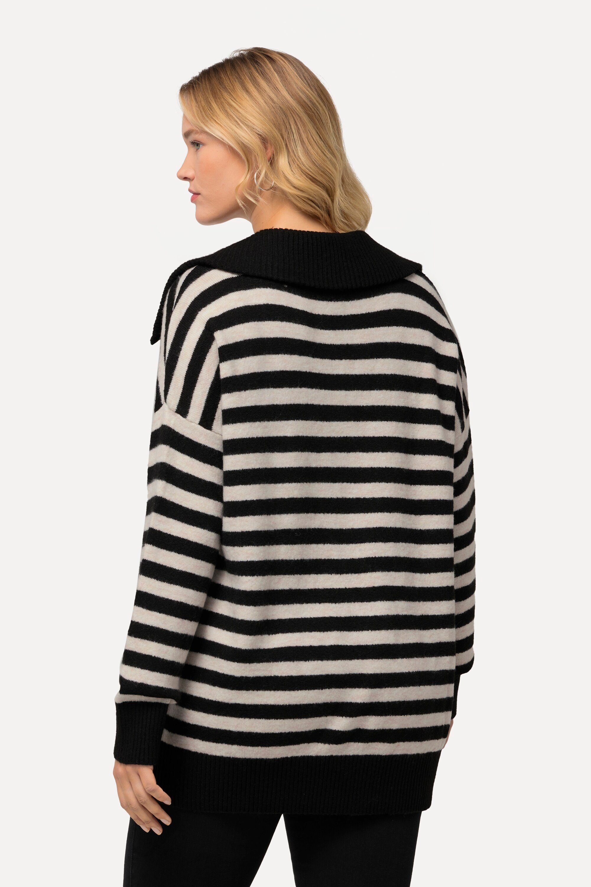 Ulla Popken Troyer Troyer Ringel Oversized Reißverschluss Langarm