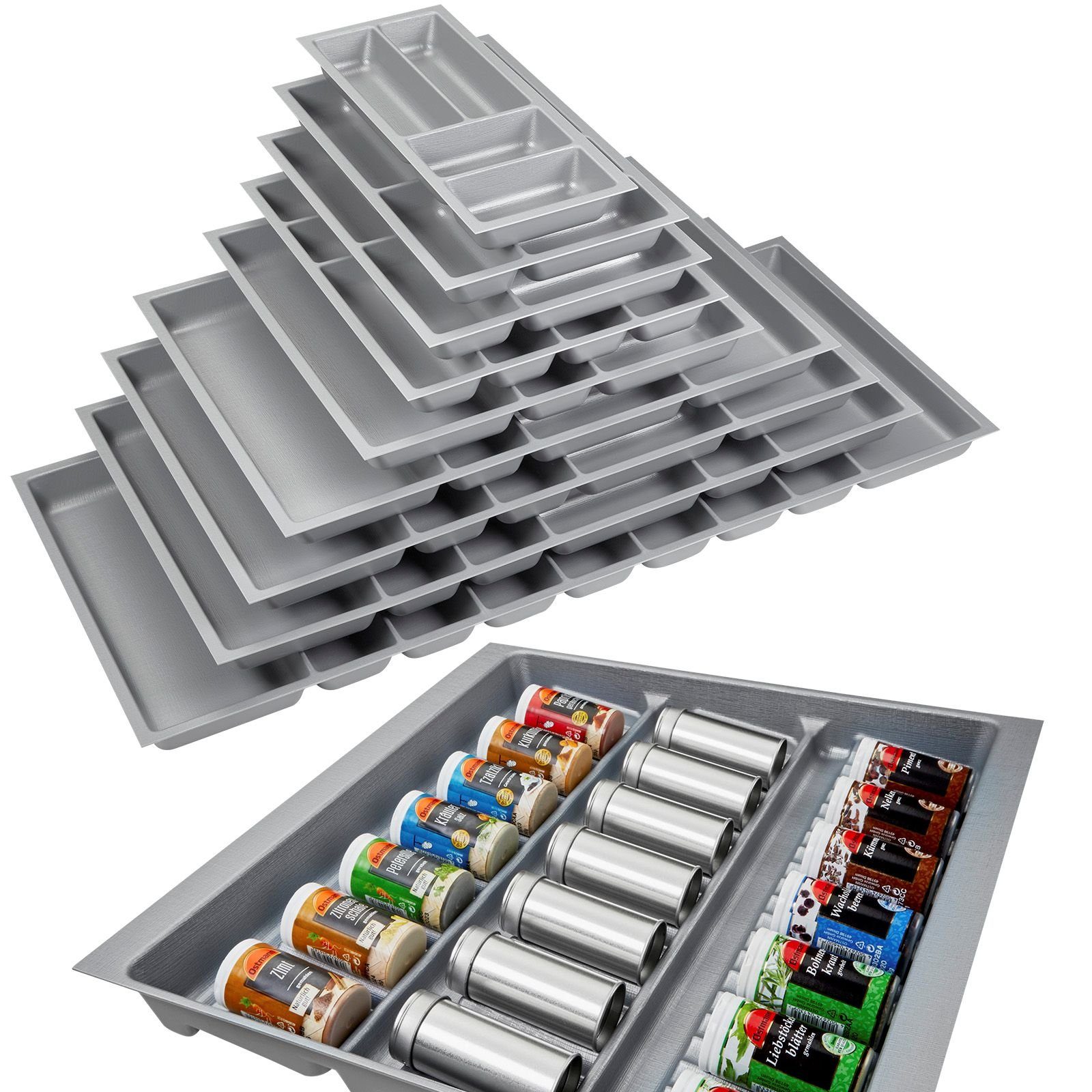 SO-TECH® Besteckeinsatz Orga-Box 2 silbergrau Canvas günstig online kaufen