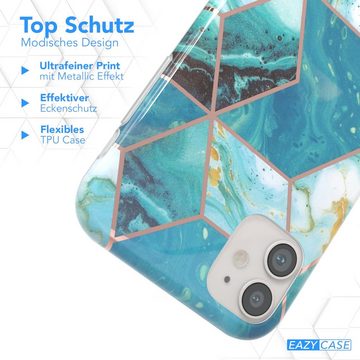 EAZY CASE Handyhülle IMD Motiv Cover für Apple iPhone 11 6,1 Zoll, Etui Silikonhülle Dünn Design Ultra Case kratzfest Marmor Blau Grün