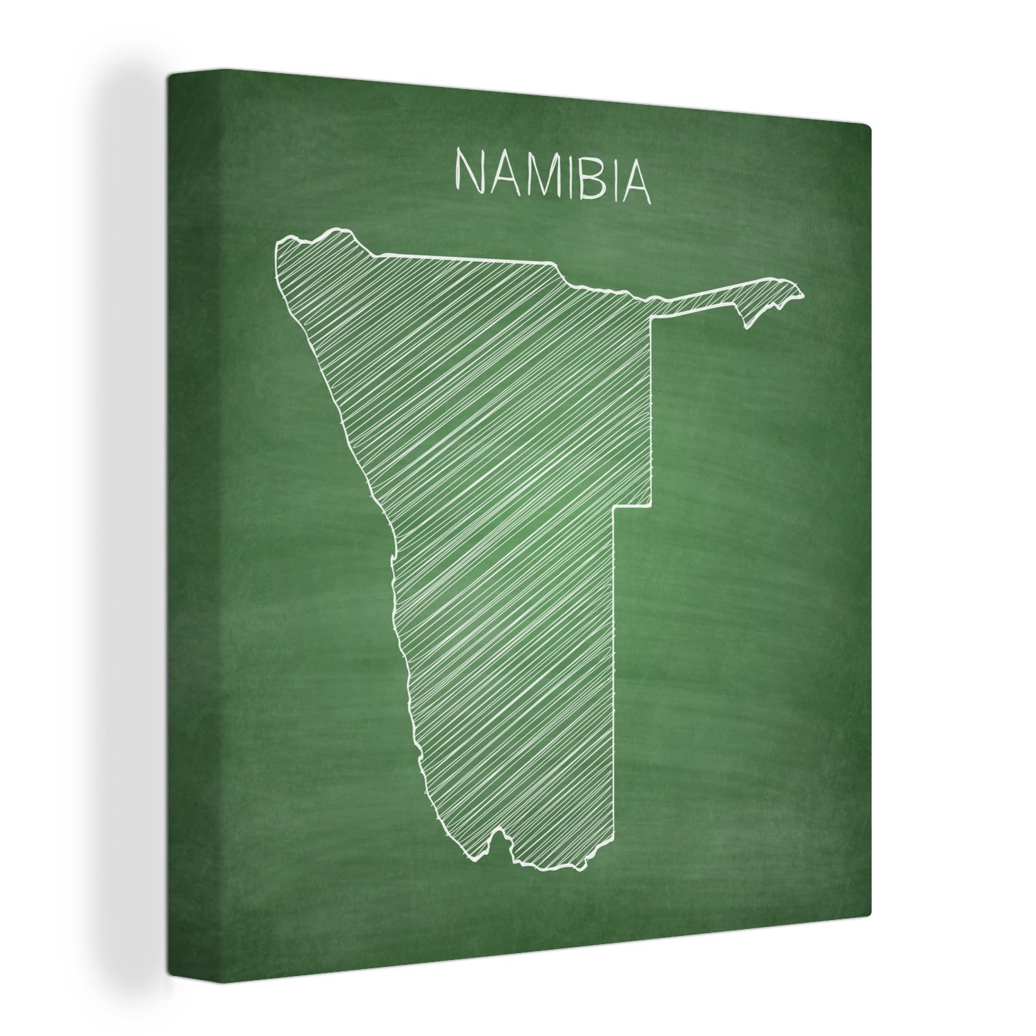 OneMillionCanvasses® Leinwandbild Illustration von Namibia auf einer Kreidetafel, (1 St), Leinwand Bilder für Wohnzimmer Schlafzimmer